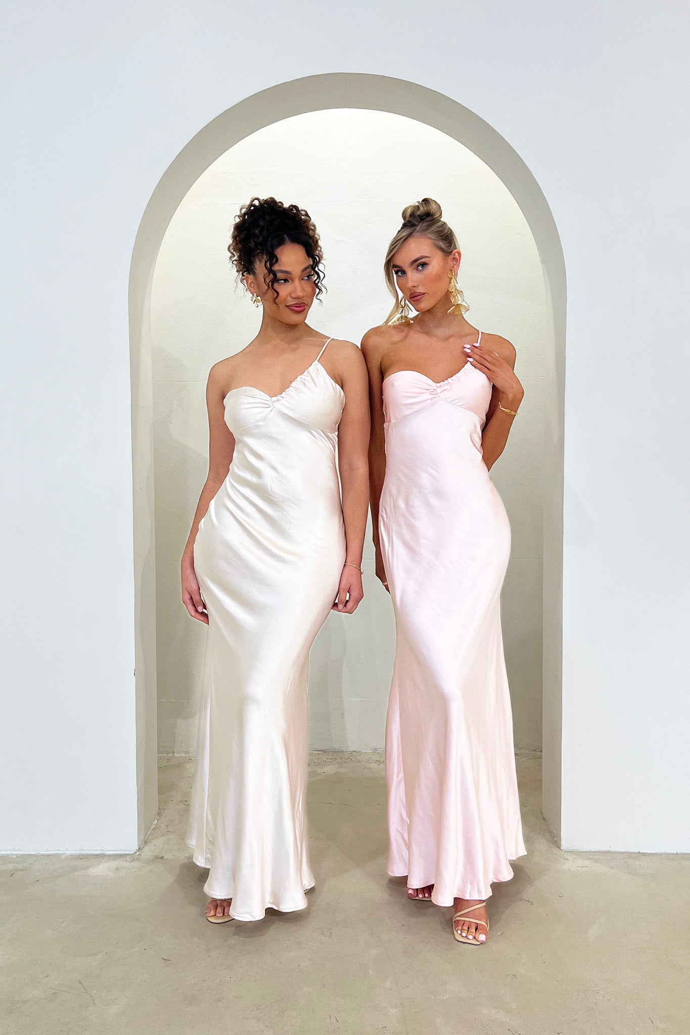 Twilight Tango One-Shoulder Maxi Dress Champagne-Maymioy