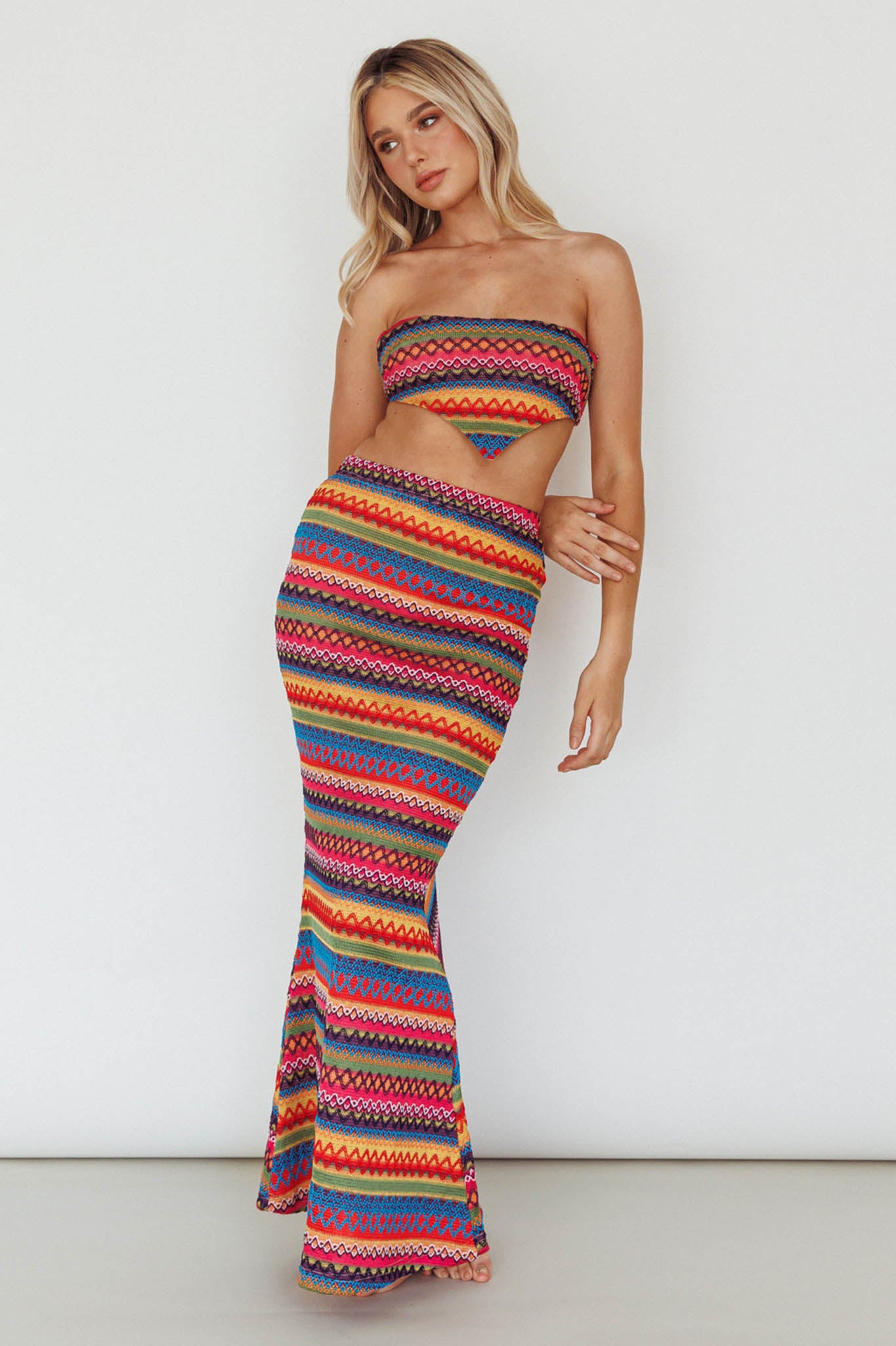 Tulum Tied Back Crop Top Pink Multi-Maymioy
