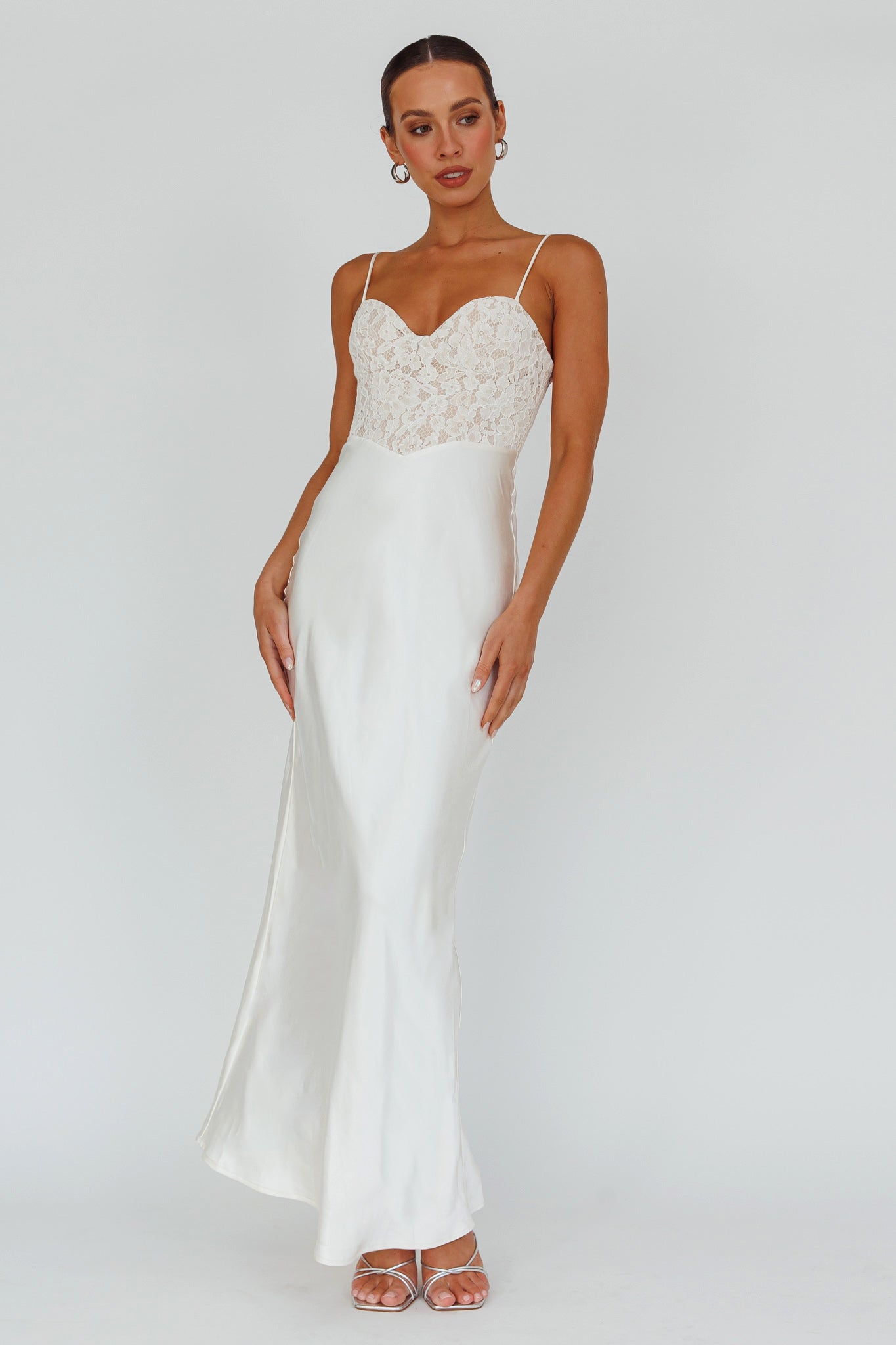 Evening Star Lace Bodice Maxi Dress Ivory-Maymioy