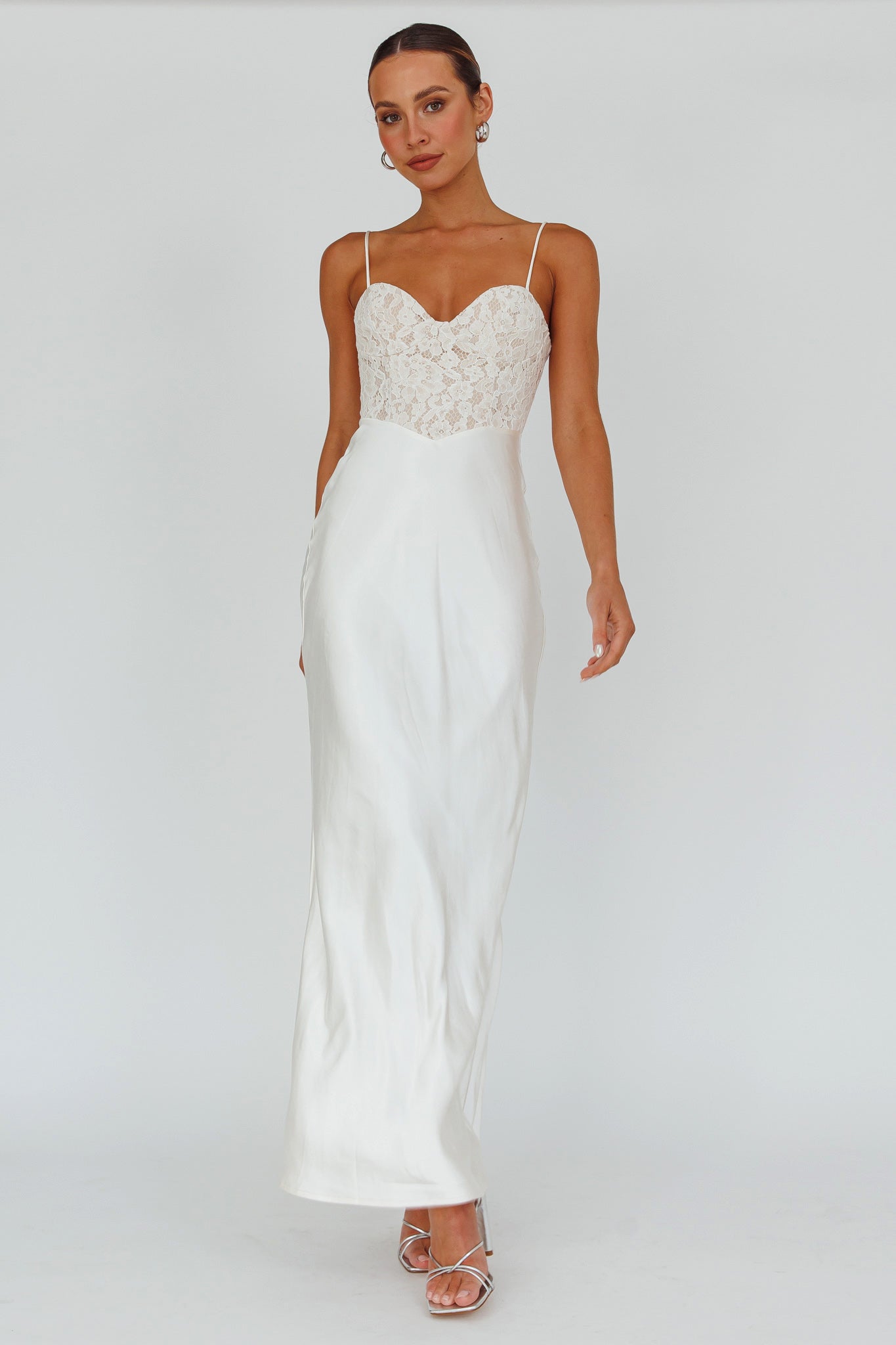 Evening Star Lace Bodice Maxi Dress Ivory-Maymioy