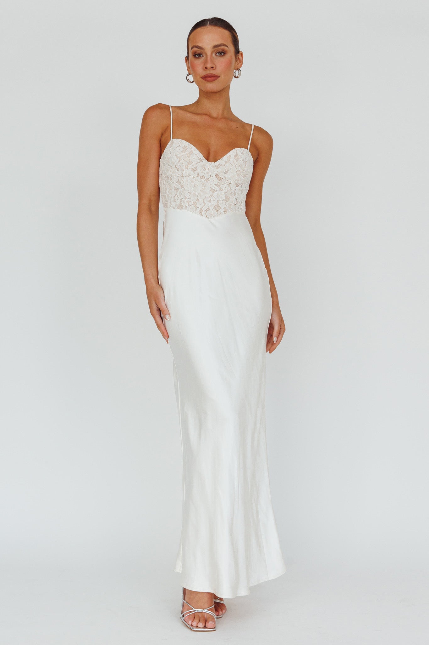 Evening Star Lace Bodice Maxi Dress Ivory-Maymioy