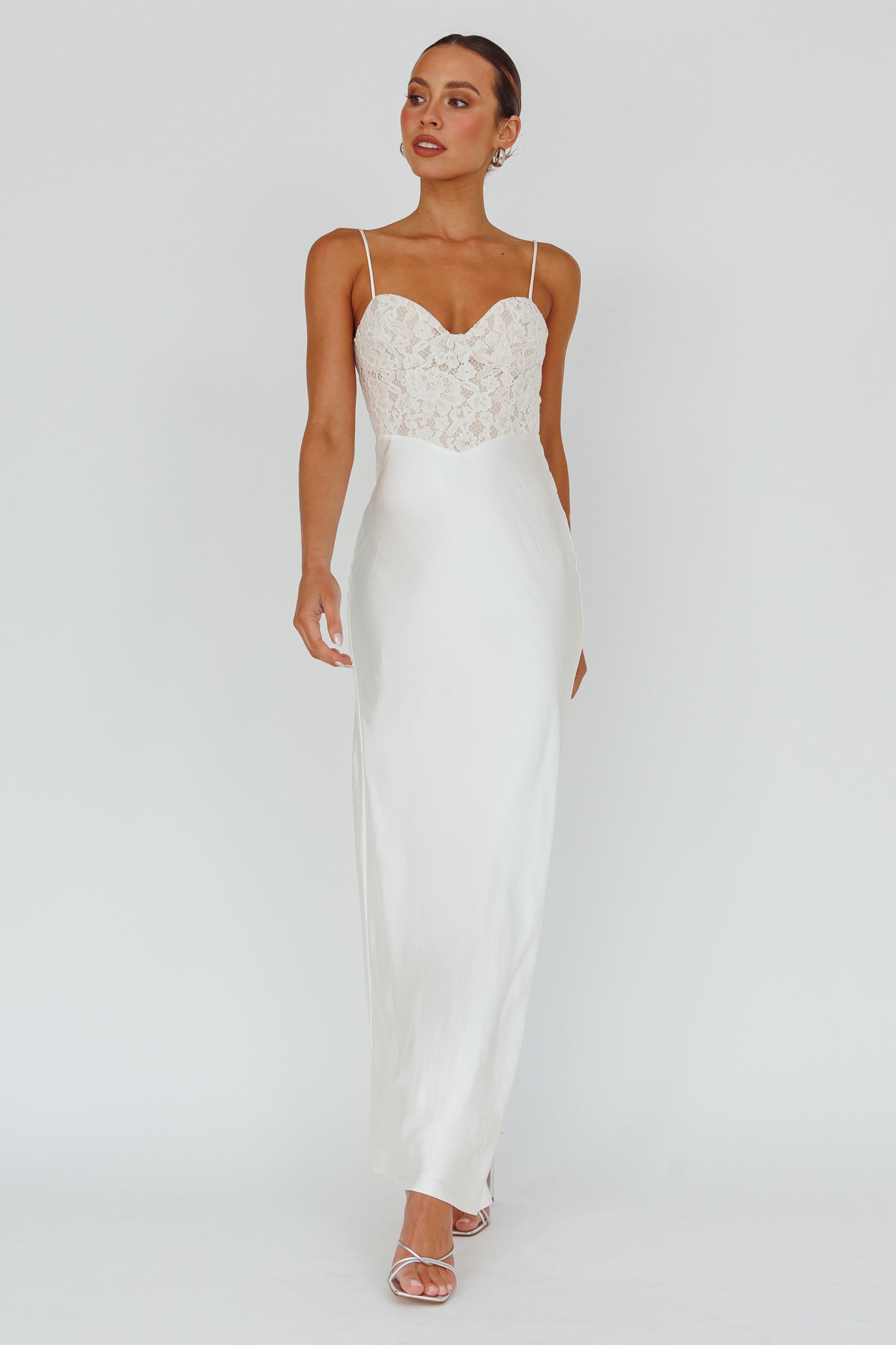 Evening Star Lace Bodice Maxi Dress Ivory-Maymioy
