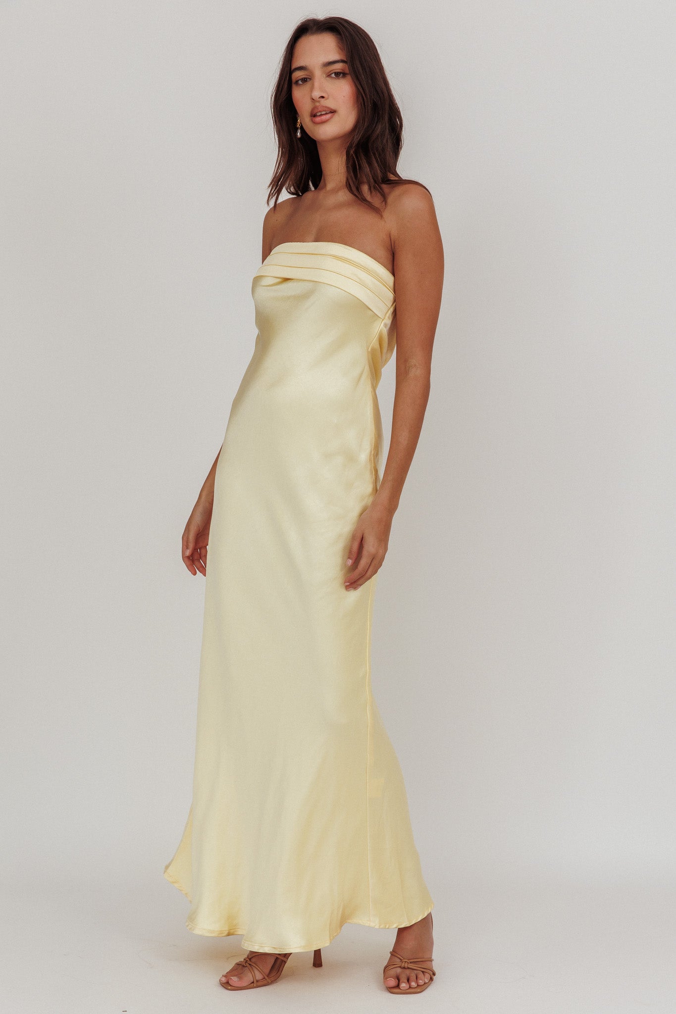 Kona Strapless Open Back Maxi Dress Butter-Maymioy