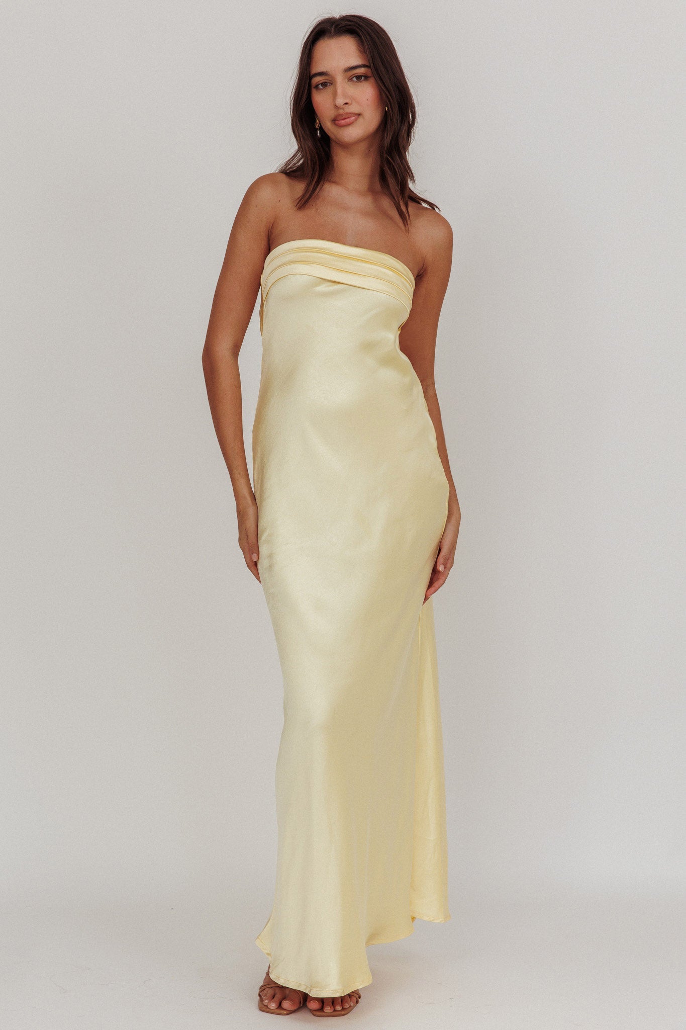 Kona Strapless Open Back Maxi Dress Butter-Maymioy