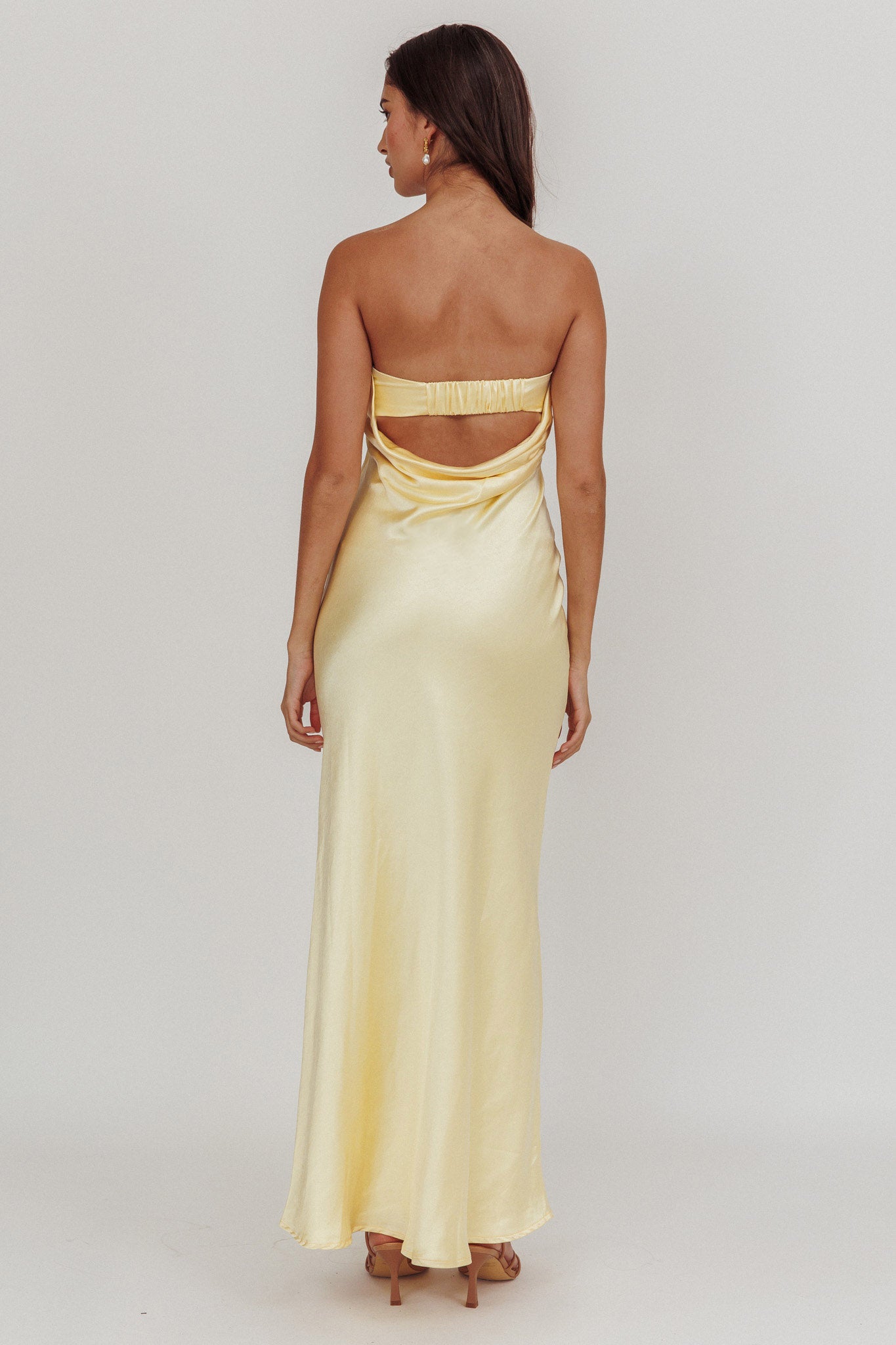 Kona Strapless Open Back Maxi Dress Butter-Maymioy