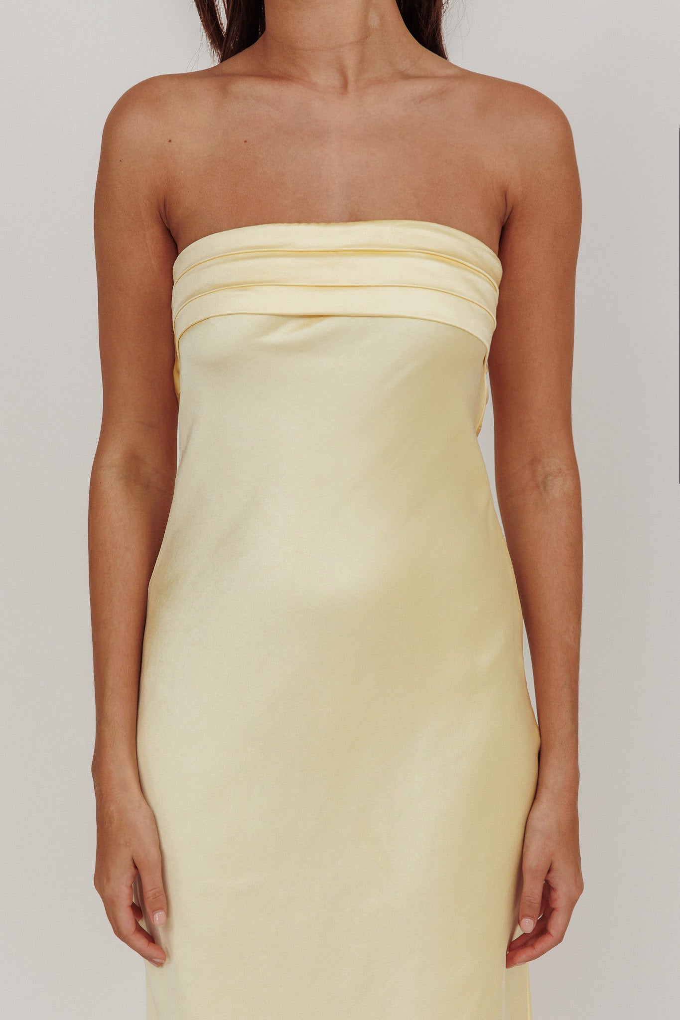 Kona Strapless Open Back Maxi Dress Butter-Maymioy