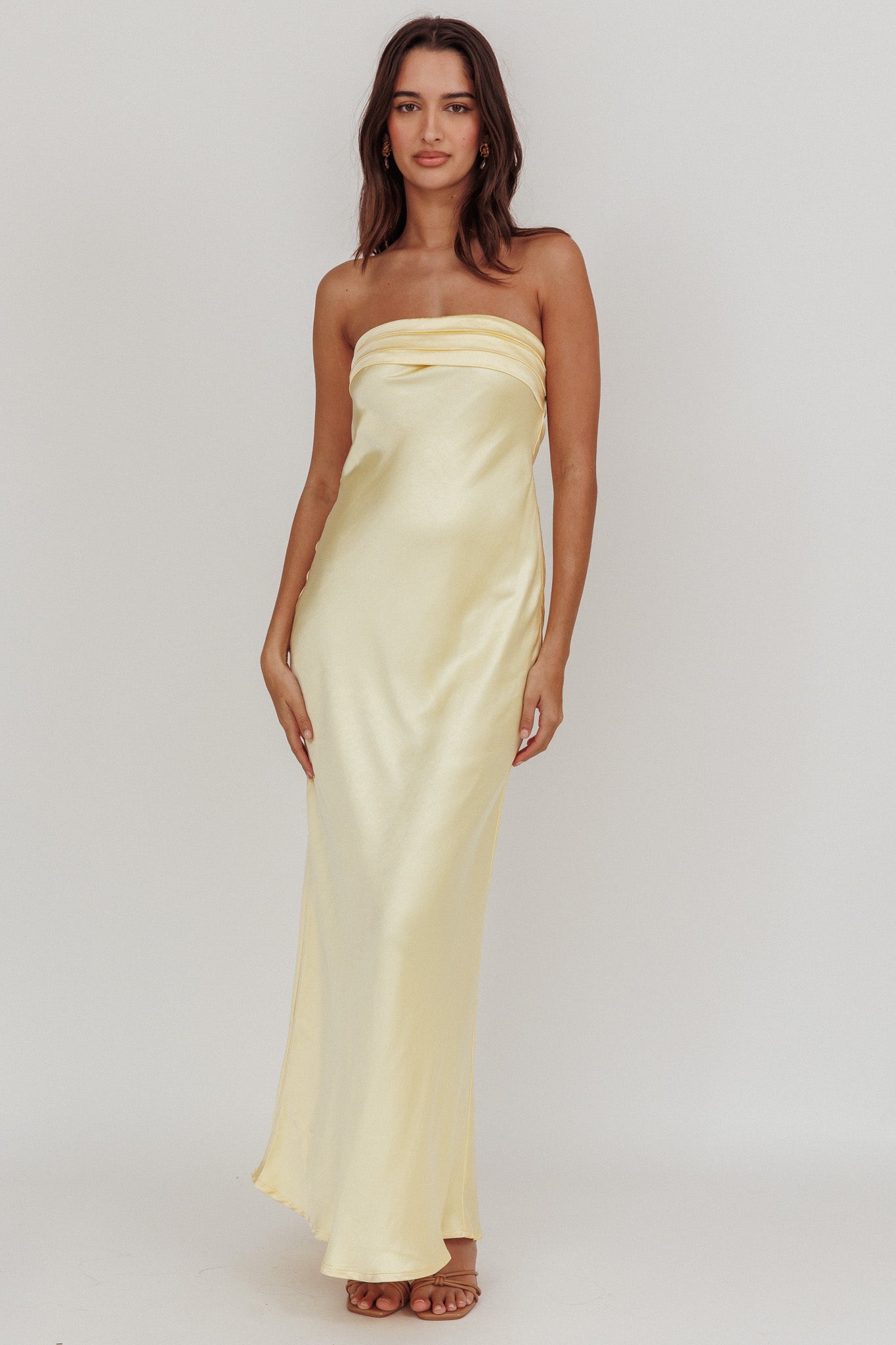 Kona Strapless Open Back Maxi Dress Butter-Maymioy