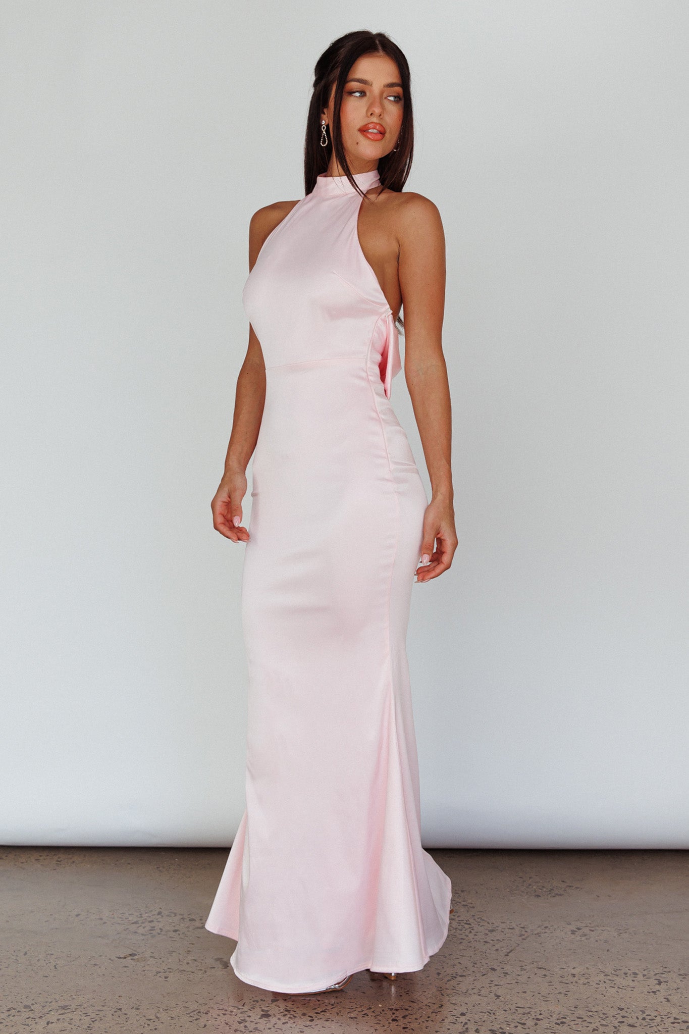 Fifth Avenue Bow Back Maxi Dress Baby Pink-Maymioy
