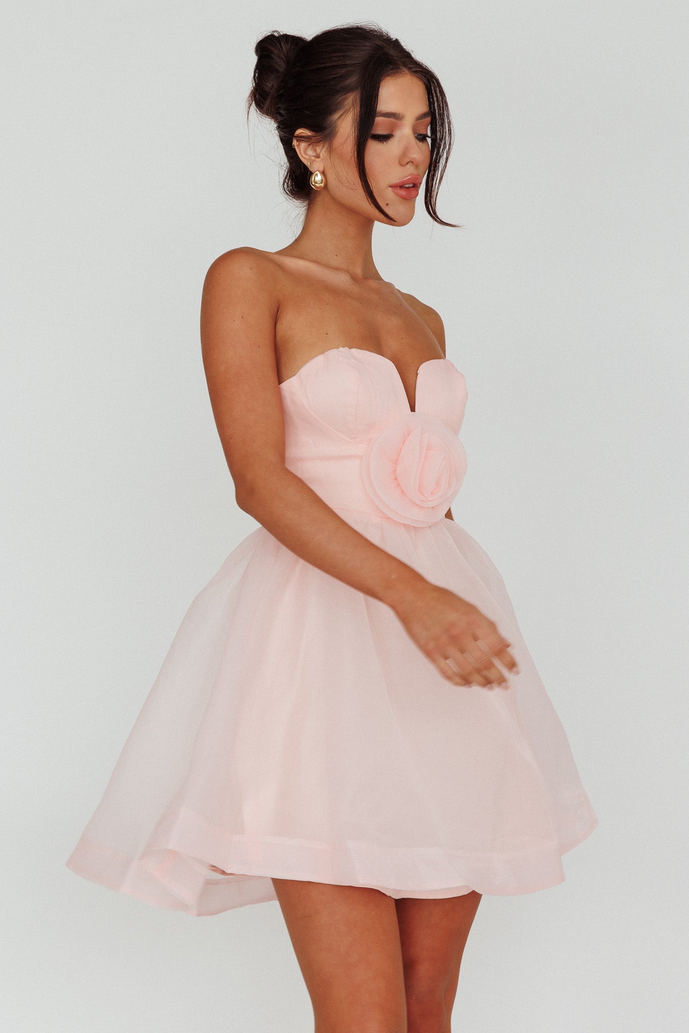 La Vie En Rose Strapless A-Line Mini Dress Baby Pink-Maymioy
