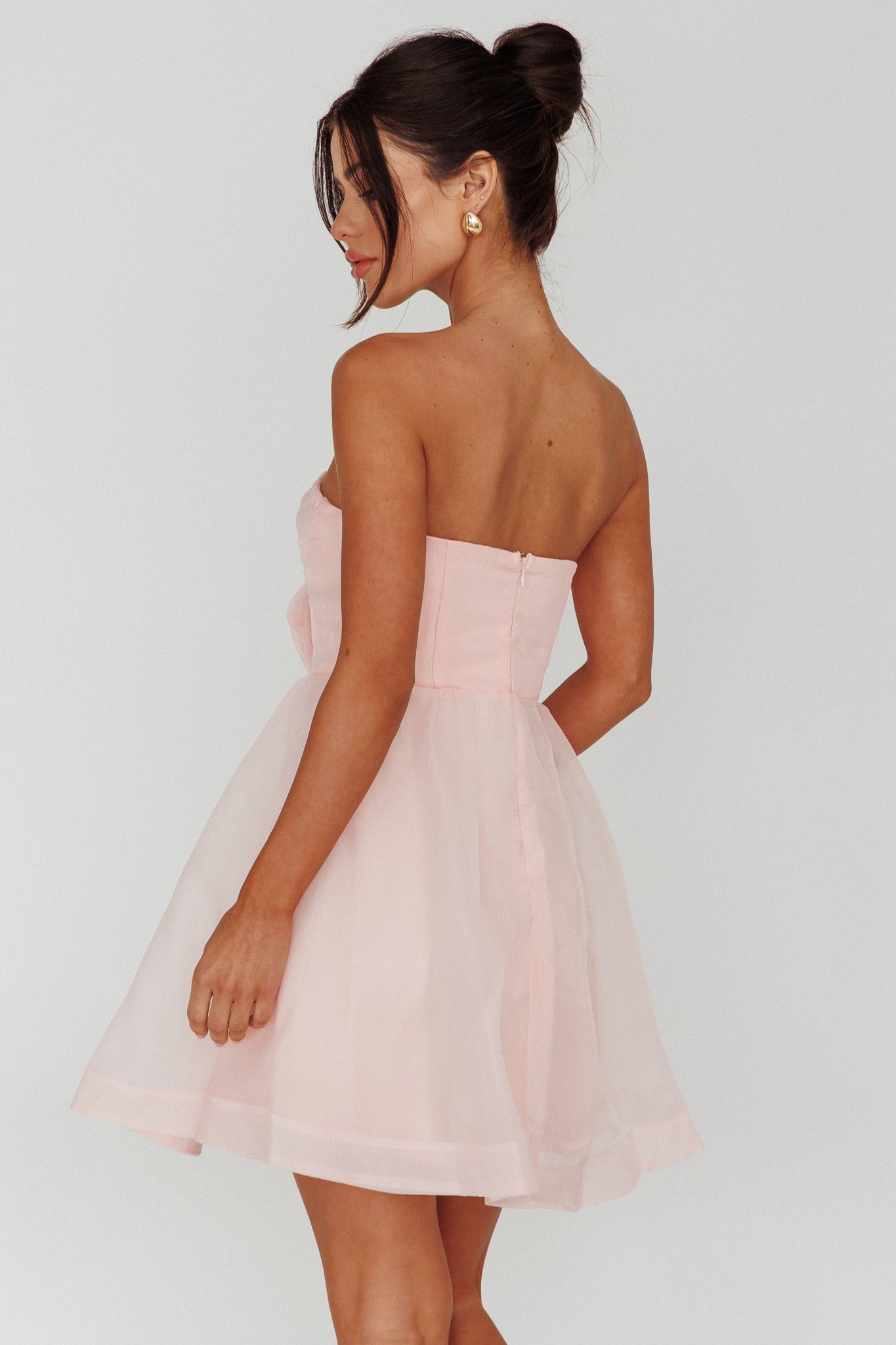 La Vie En Rose Strapless A-Line Mini Dress Baby Pink-Maymioy