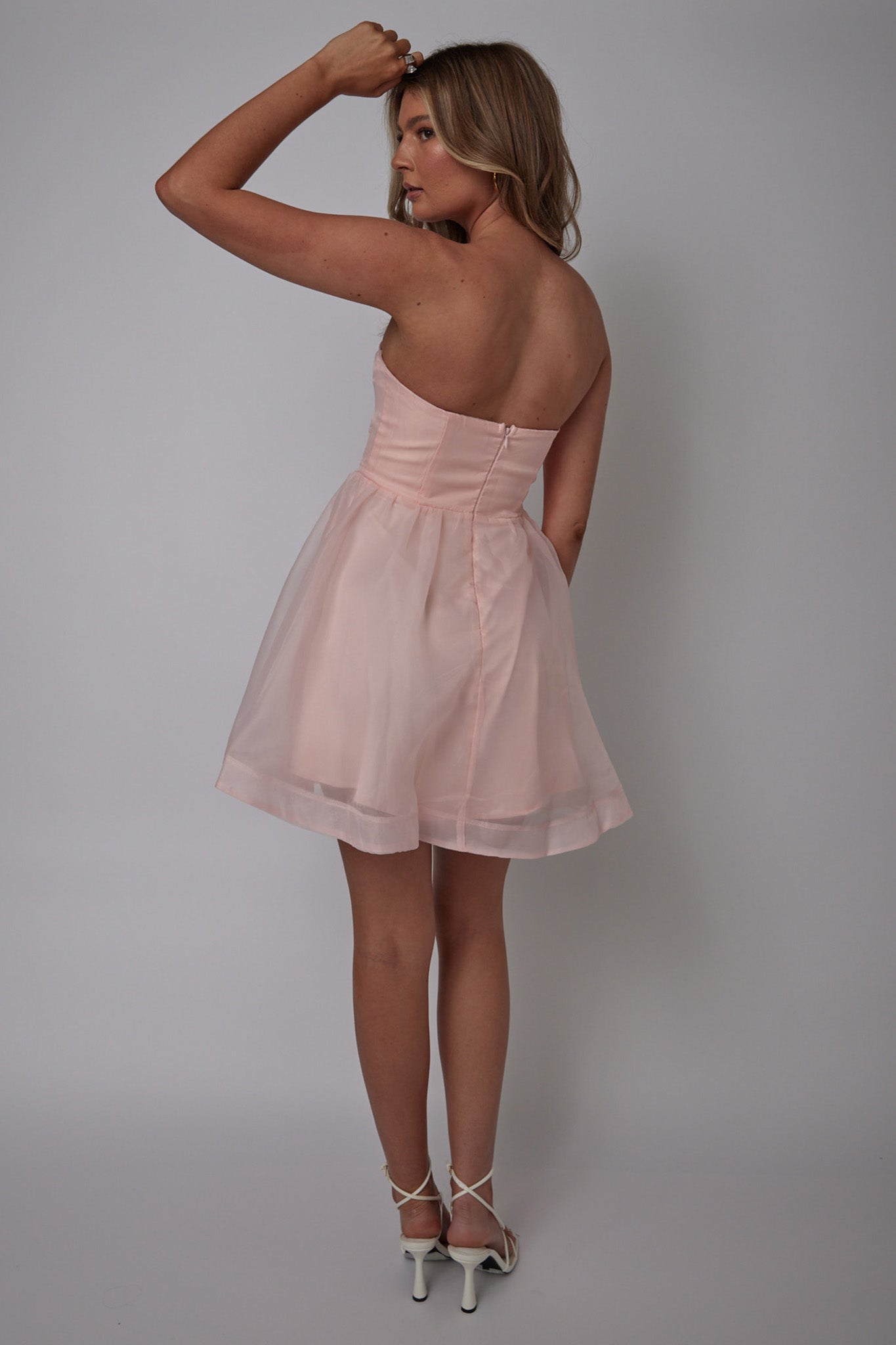 La Vie En Rose Strapless A-Line Mini Dress Baby Pink-Maymioy