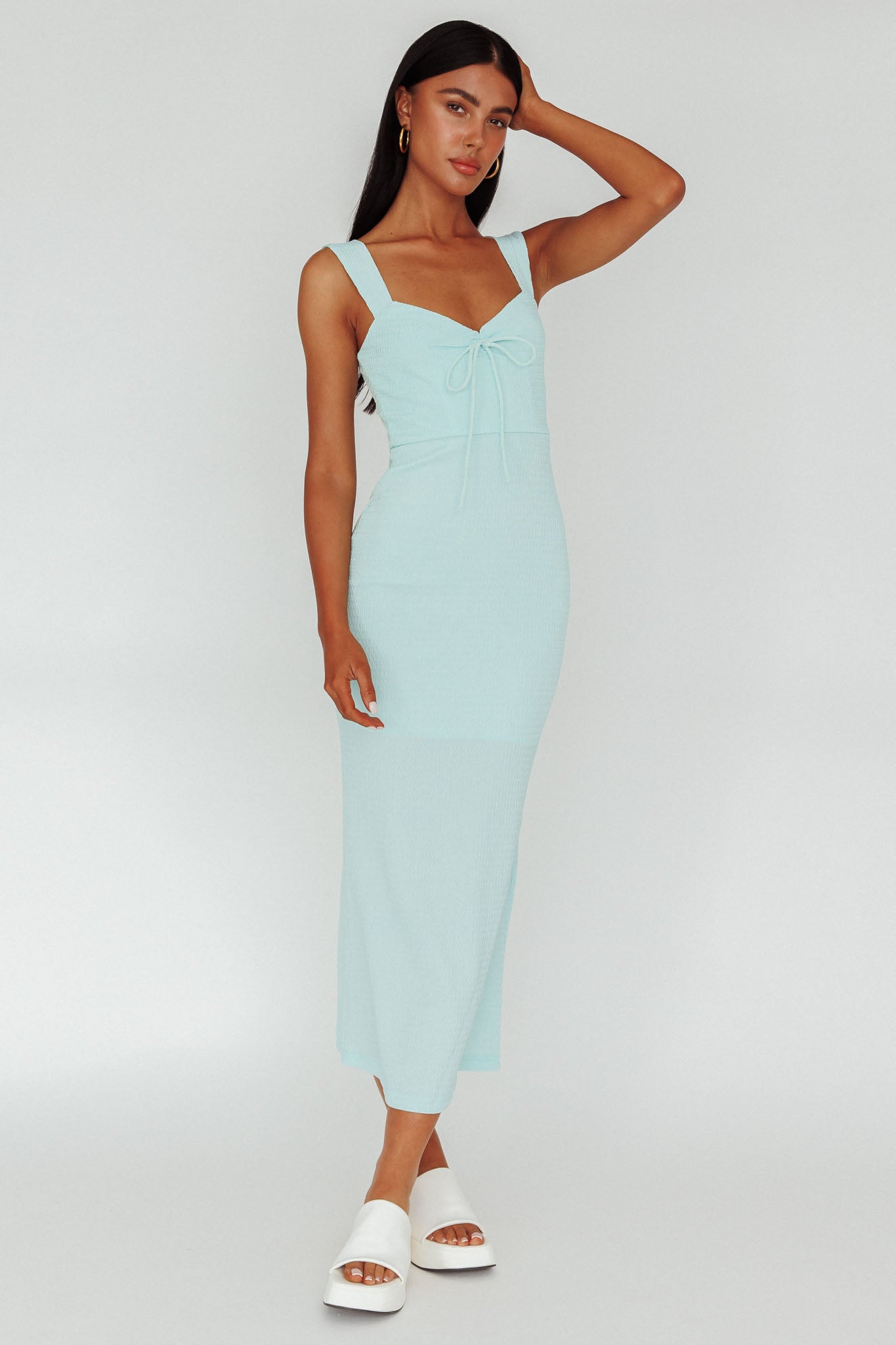 Carinn Tied Bust Maxi Dress Sky Blue-Maymioy
