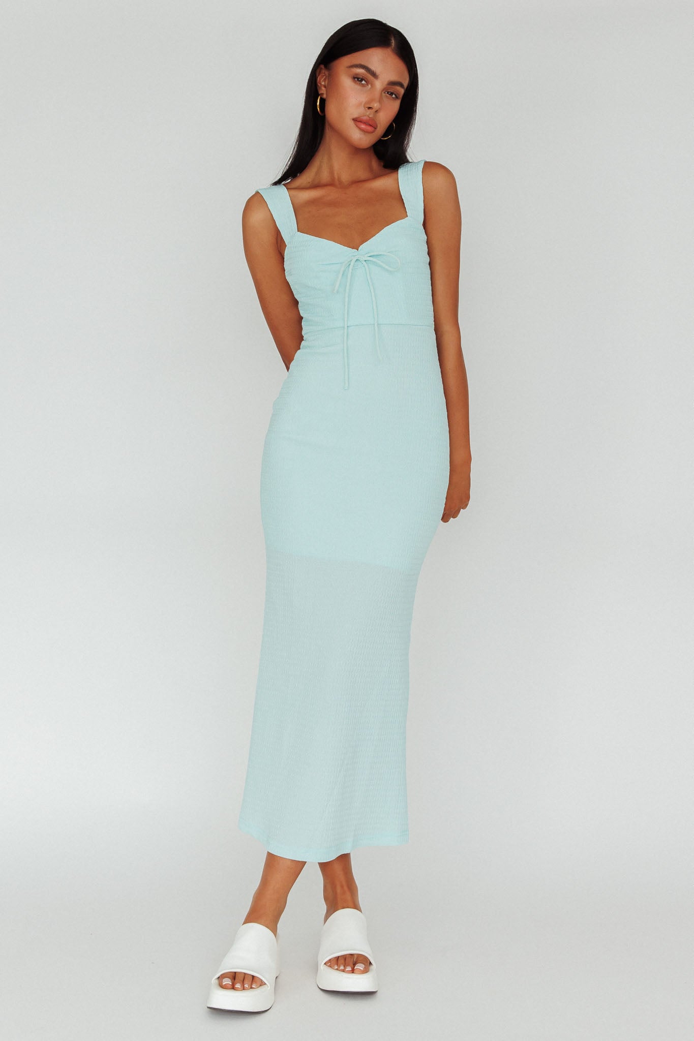 Carinn Tied Bust Maxi Dress Sky Blue-Maymioy
