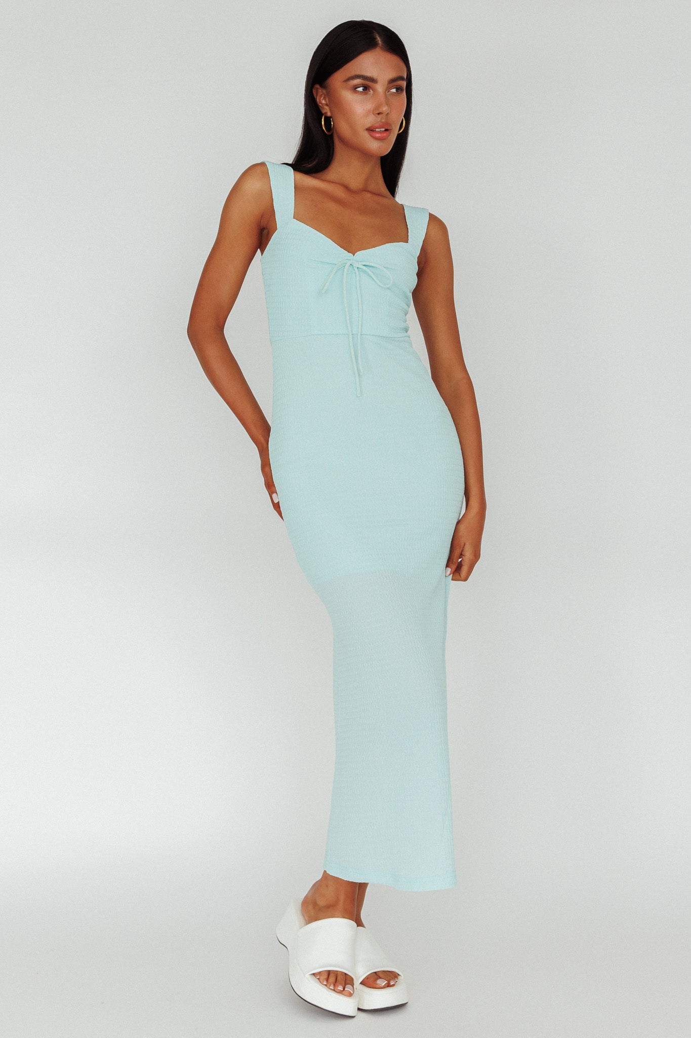 Carinn Tied Bust Maxi Dress Sky Blue-Maymioy