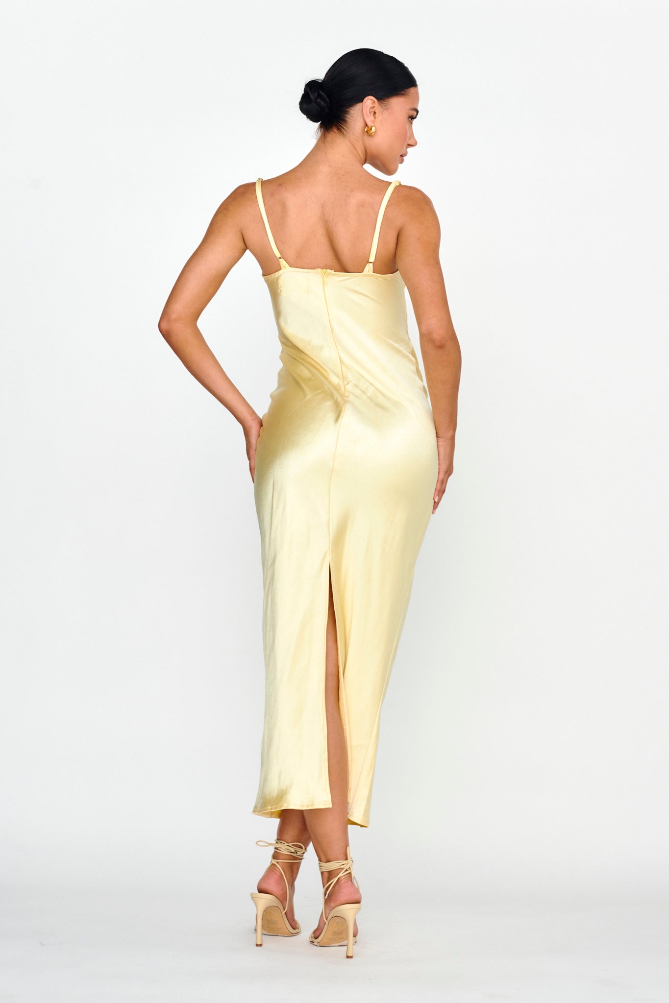 Fortune Lace Trim Bust Tie Midi Dress Butter-Maymioy