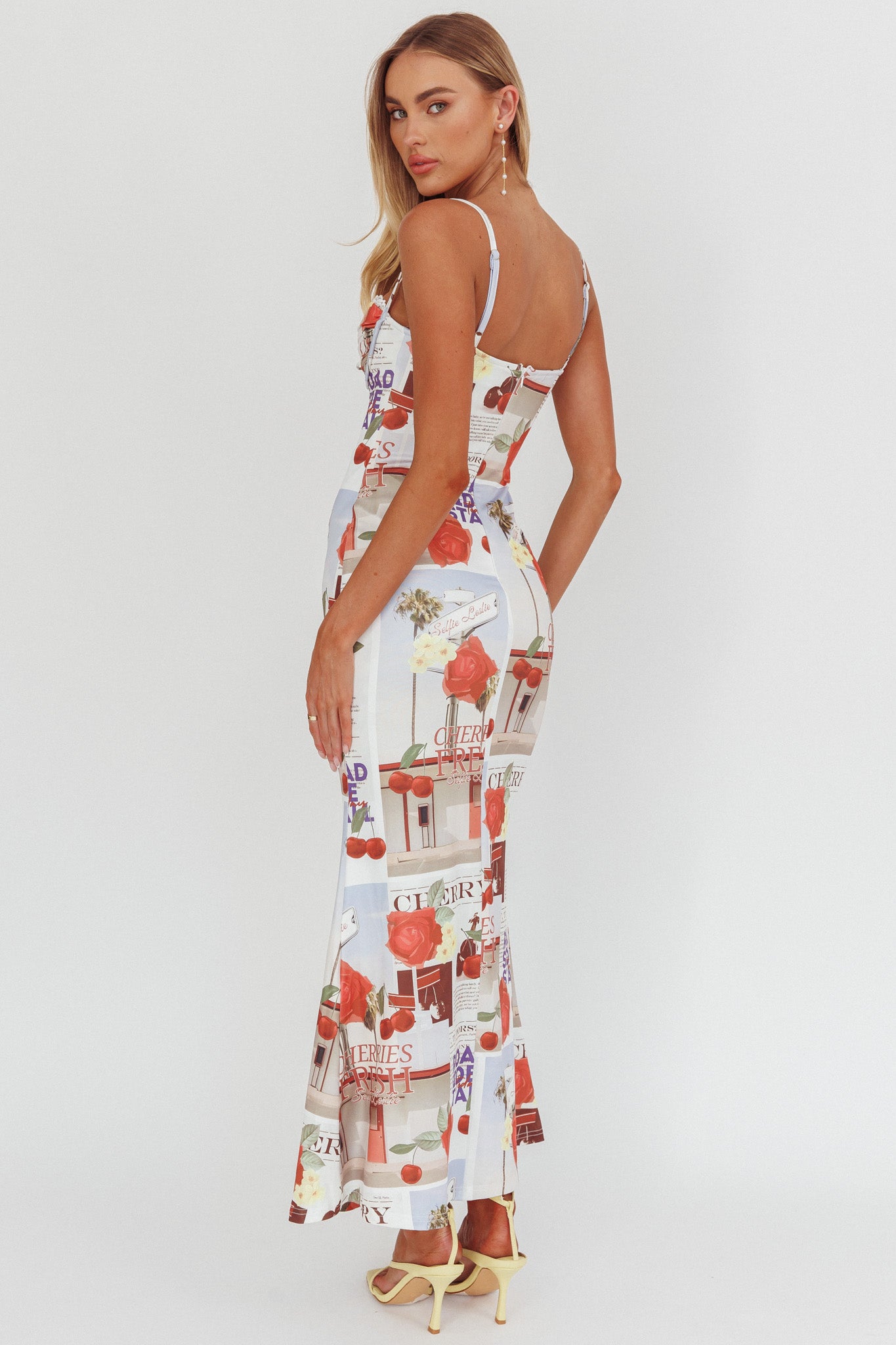 Fortune Bust Tie Maxi Dress Print Cherry-Maymioy