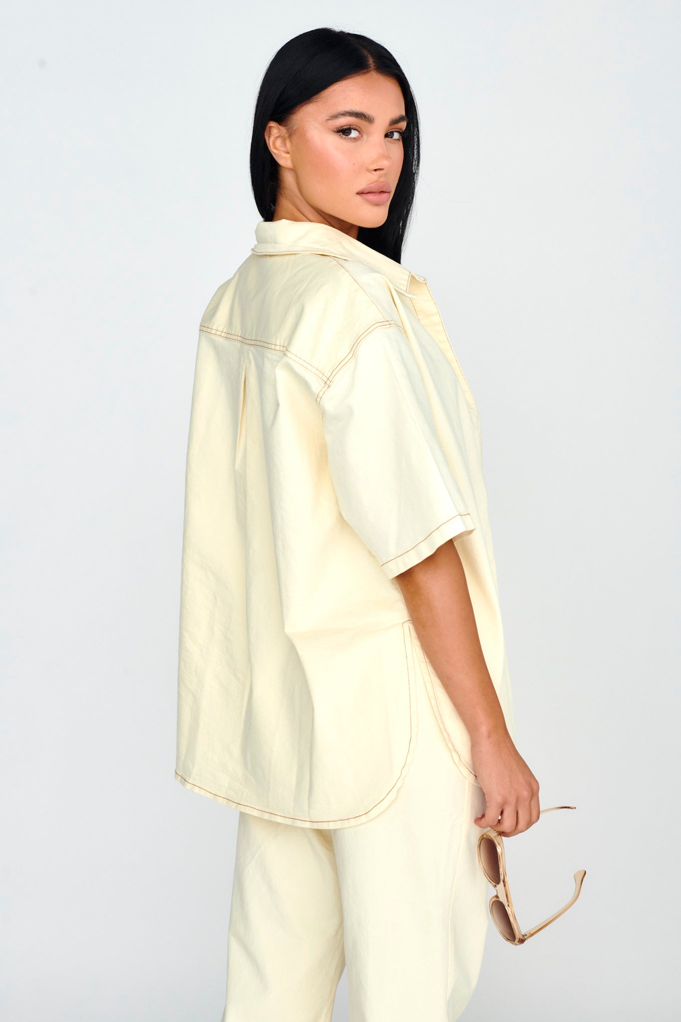 Light Aura Button Up Shirt Buttermilk-Maymioy