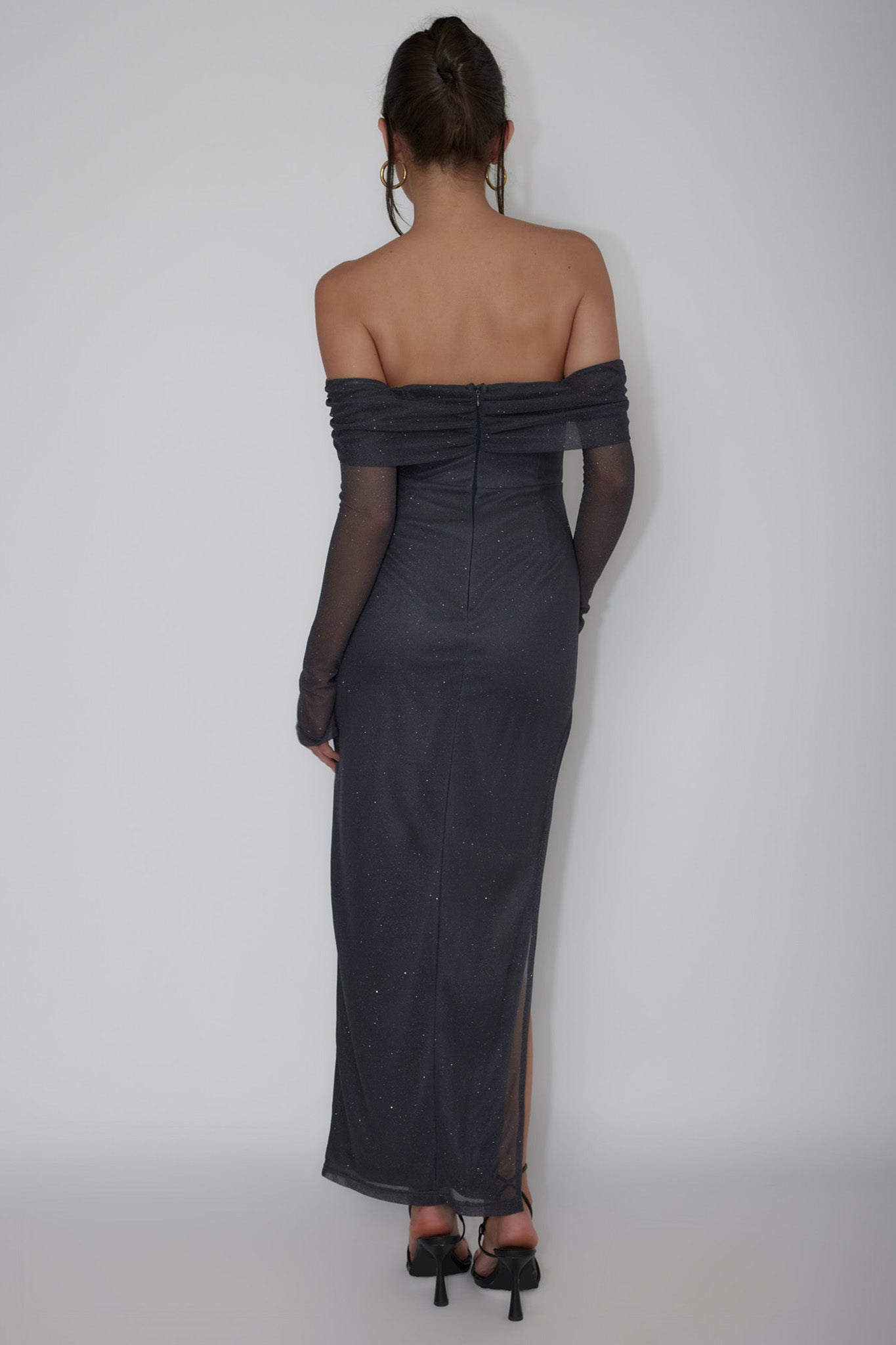Martinez Off-Shoulder Midi Dress Slate Blue-Maymioy