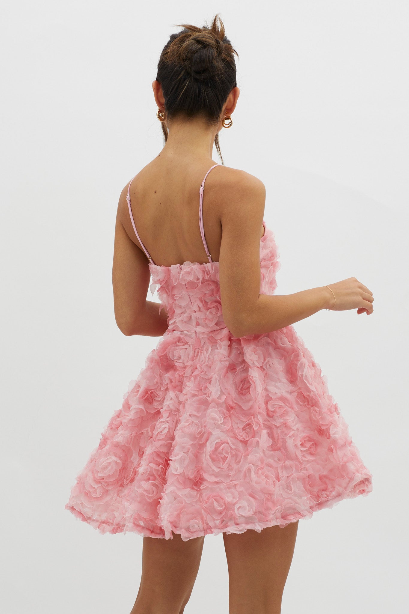 Mariela Floral Embellished Mini Dress Pink-Maymioy