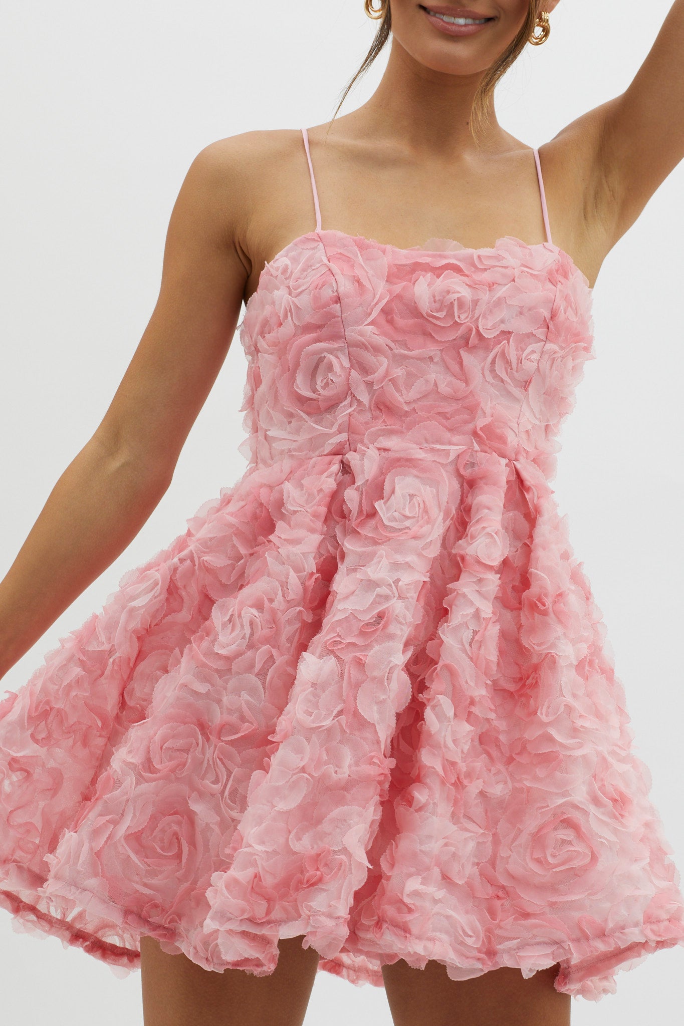 Mariela Floral Embellished Mini Dress Pink-Maymioy