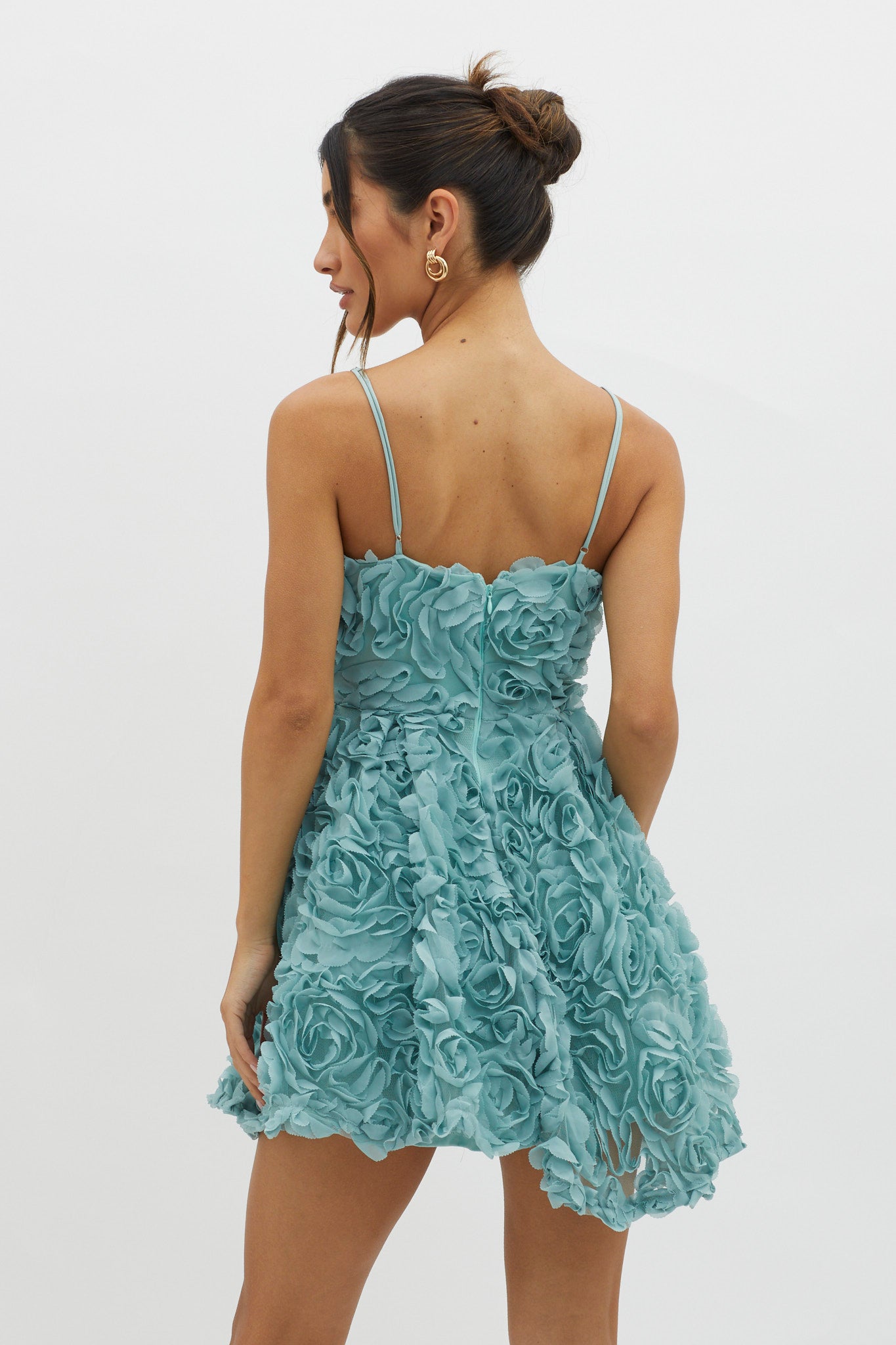 Mariela Floral Embellished Mini Dress Sage-Maymioy