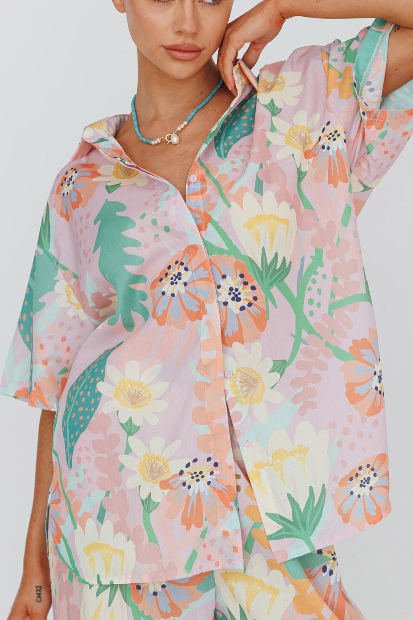 Kiko Button-Up Shirt Print Pink Multi-Maymioy
