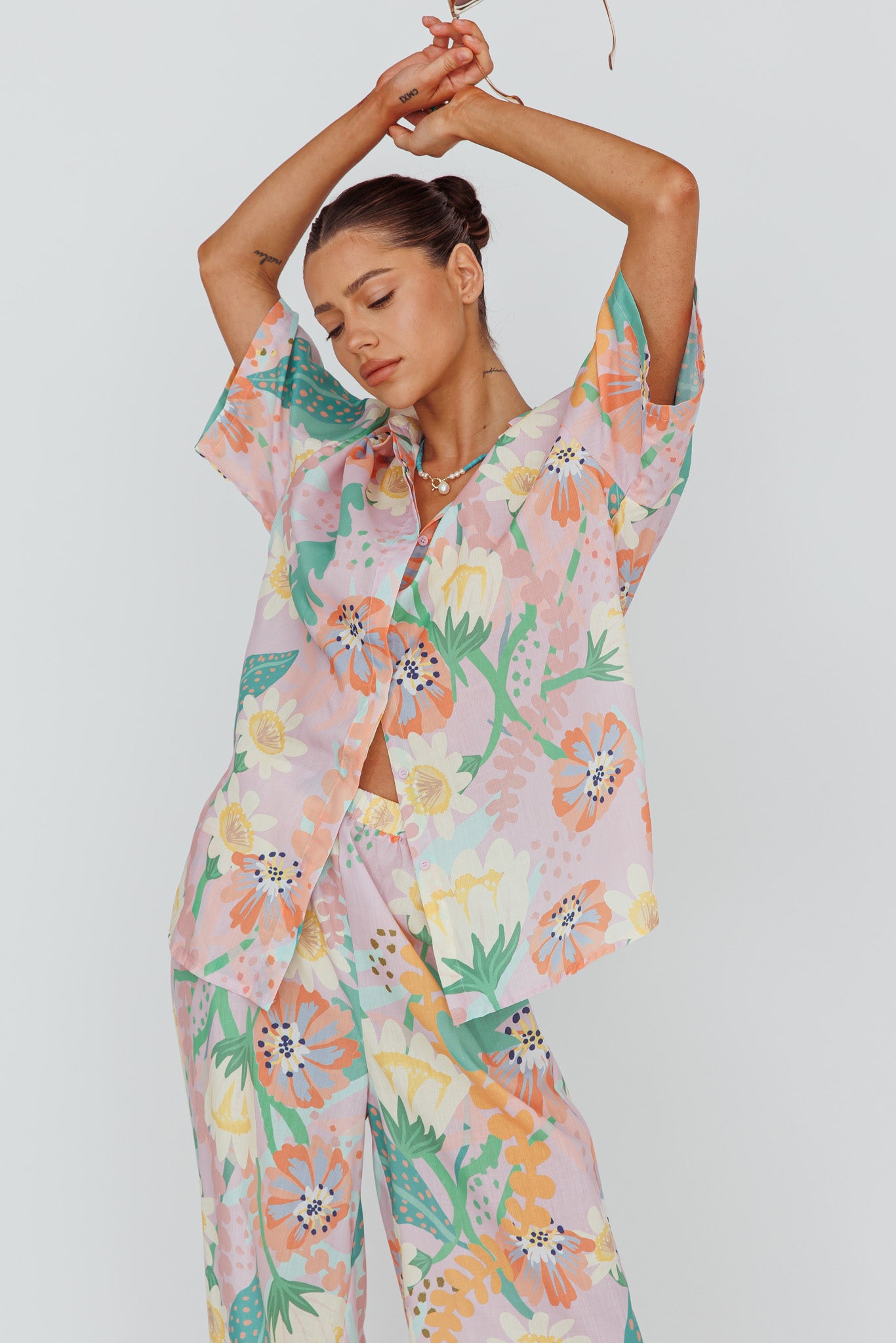 Kiko Button-Up Shirt Print Pink Multi-Maymioy