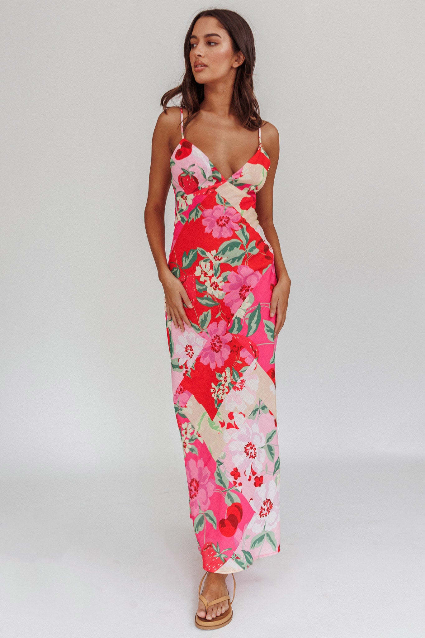 Jaya Floral A-line Maxi Dress Pink-Maymioy