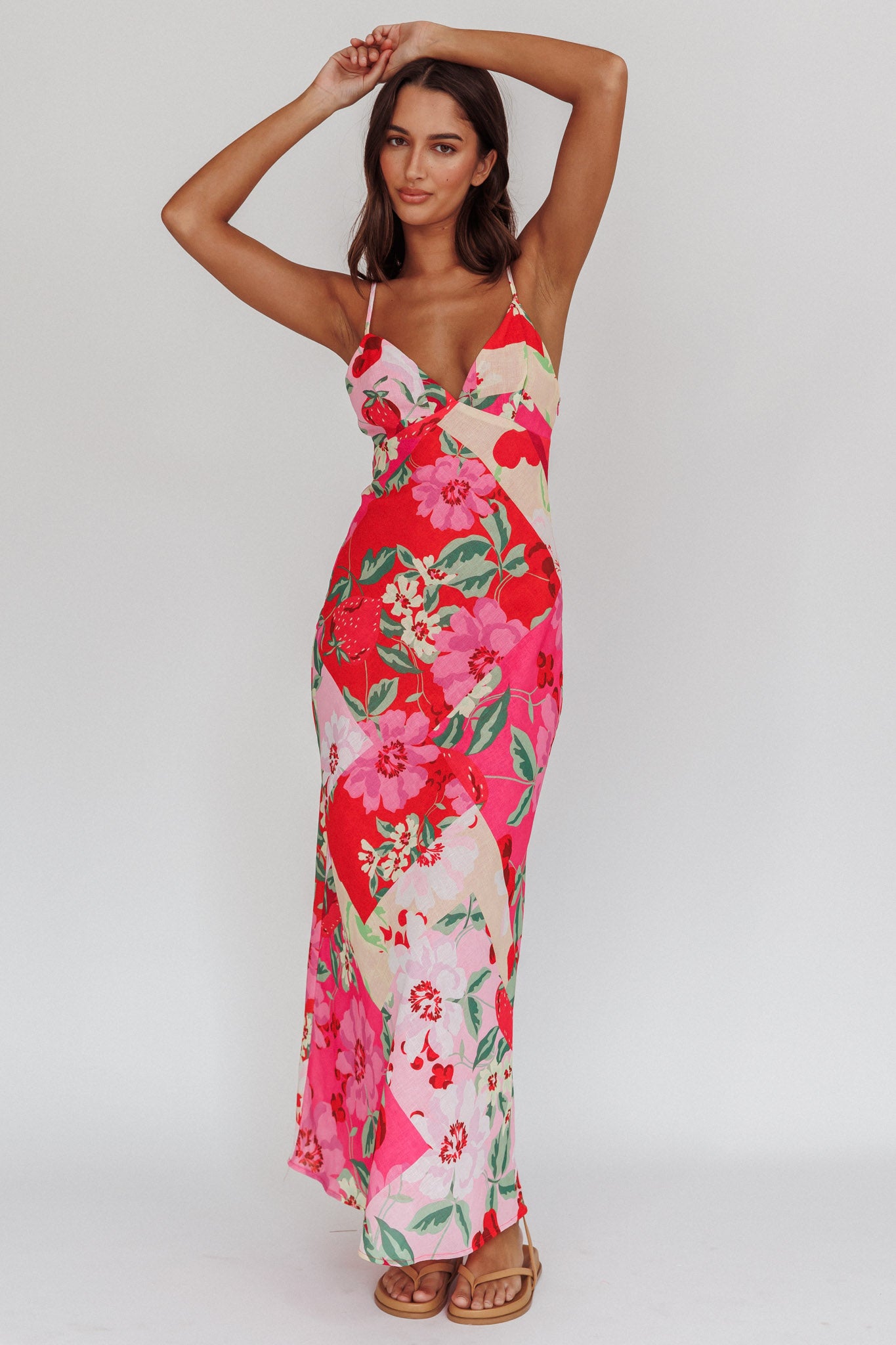 Jaya Floral A-line Maxi Dress Pink-Maymioy