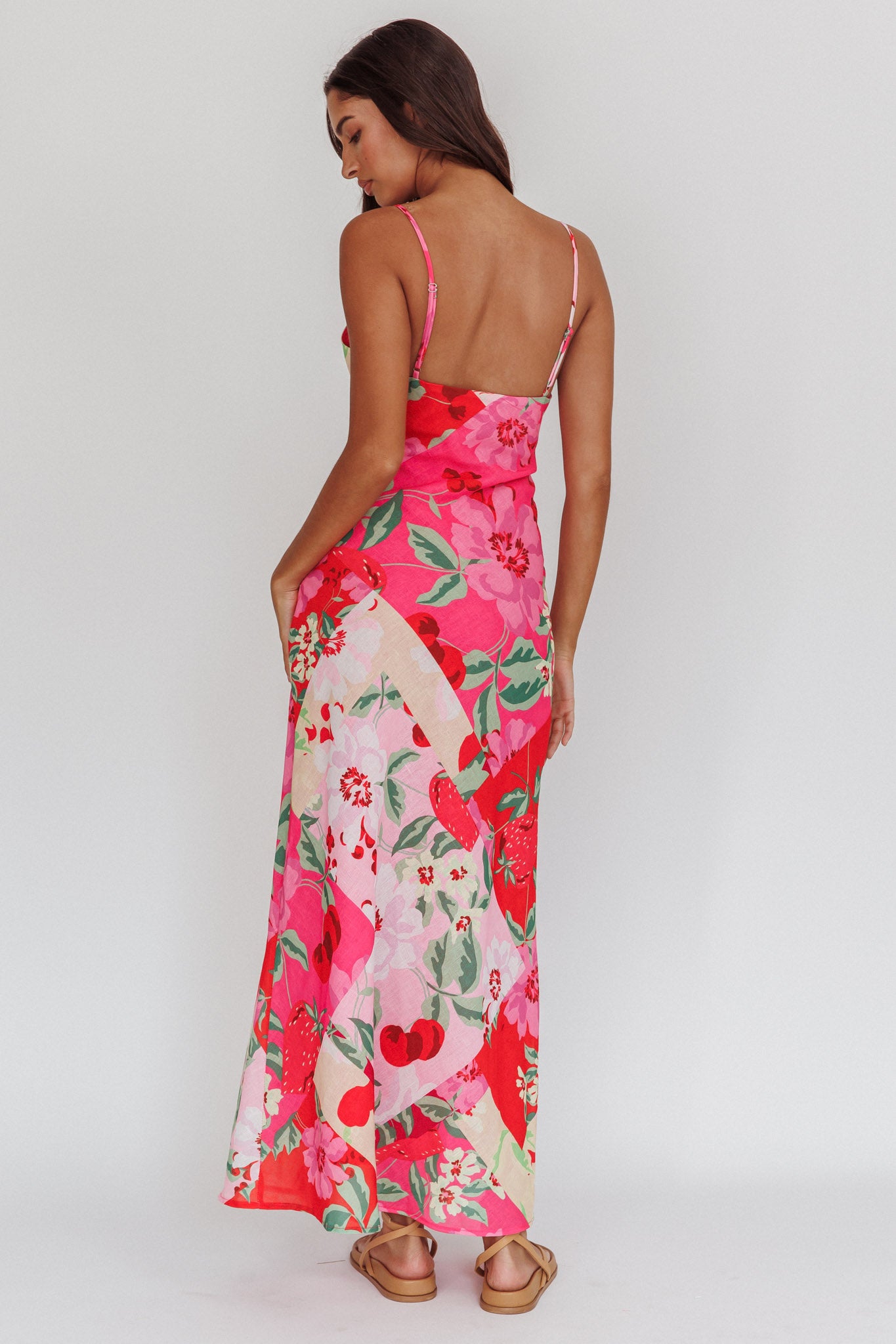 Jaya Floral A-line Maxi Dress Pink-Maymioy