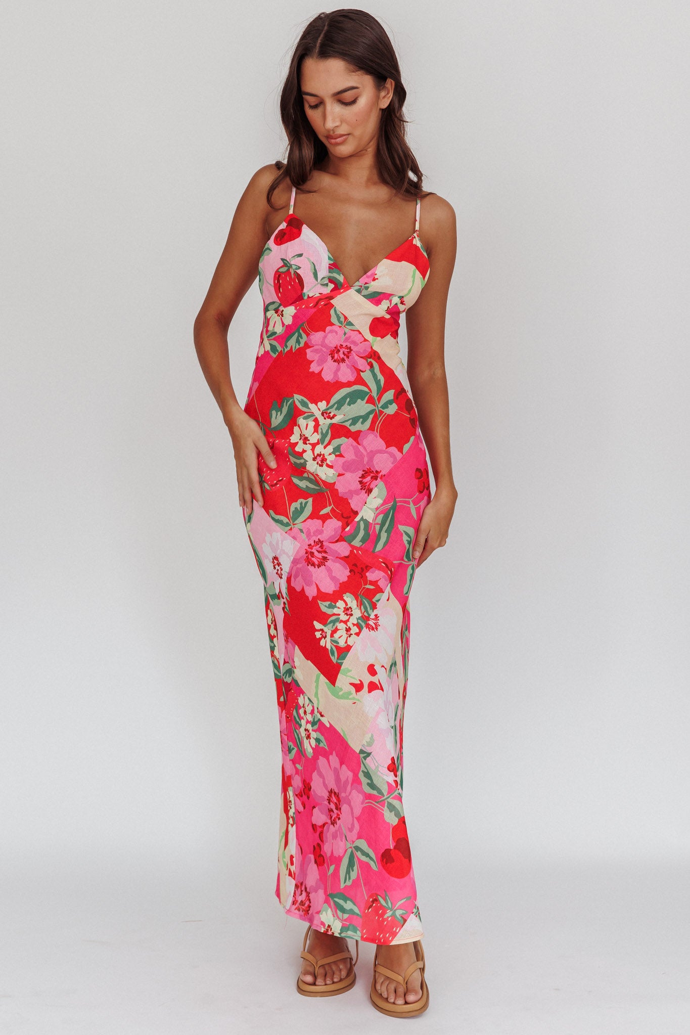 Jaya Floral A-line Maxi Dress Pink-Maymioy