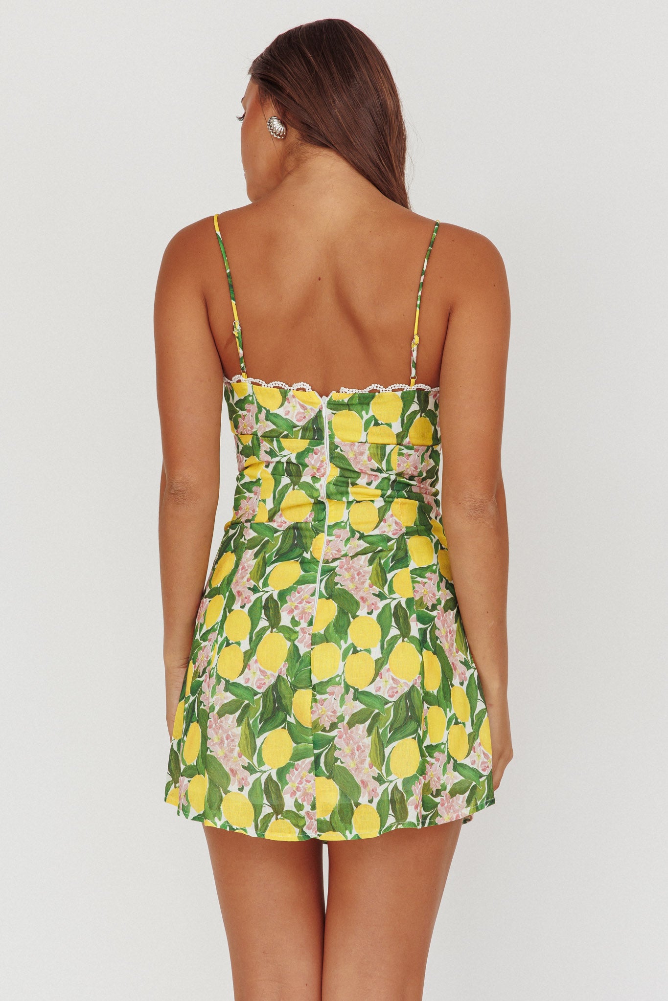 Chamberlain Scallop Trim Mini Dress Citrus Lemon-Maymioy
