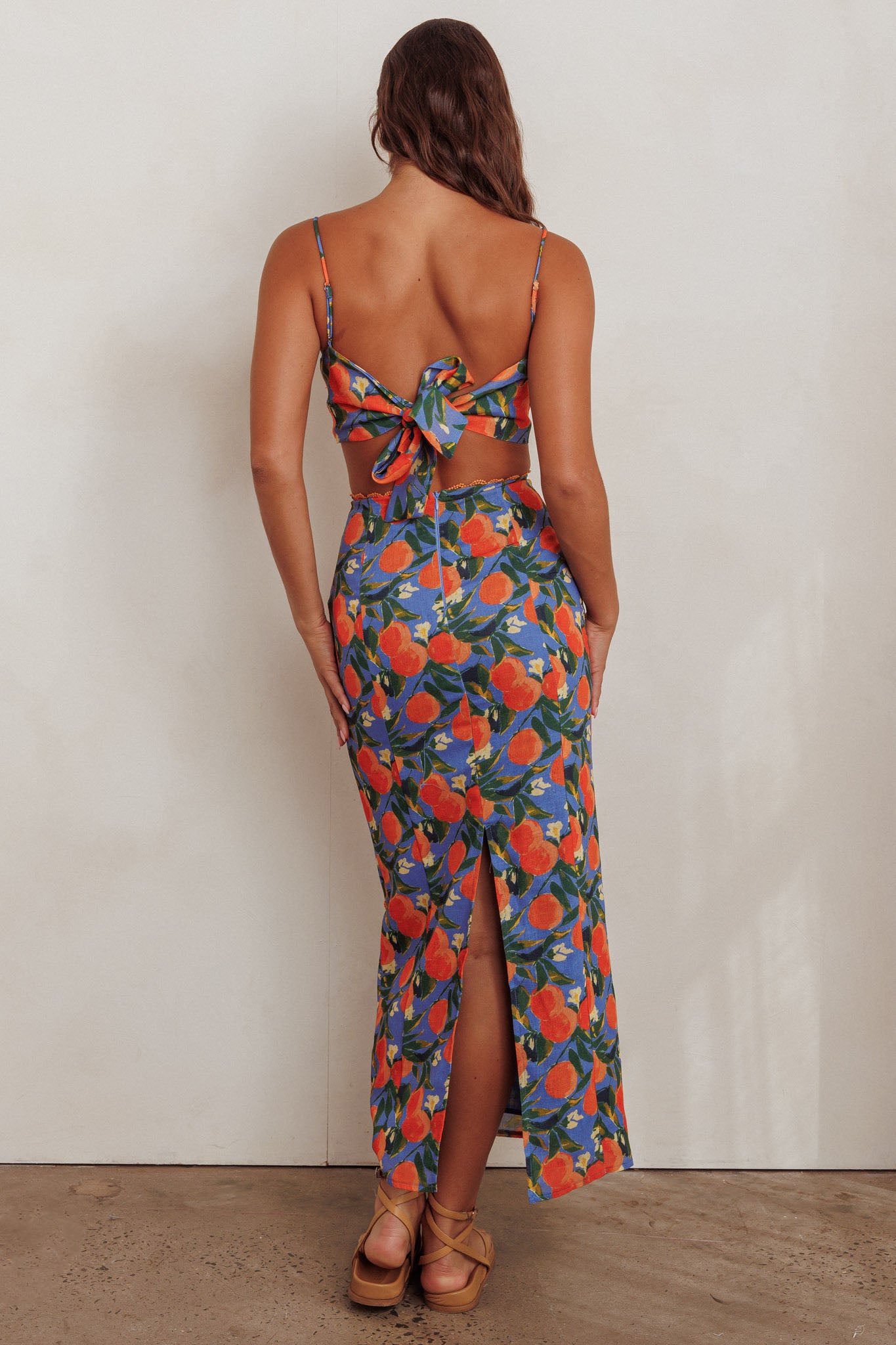 Chamberlain Scallop Trim Maxi Skirt Citrus Orange-Maymioy