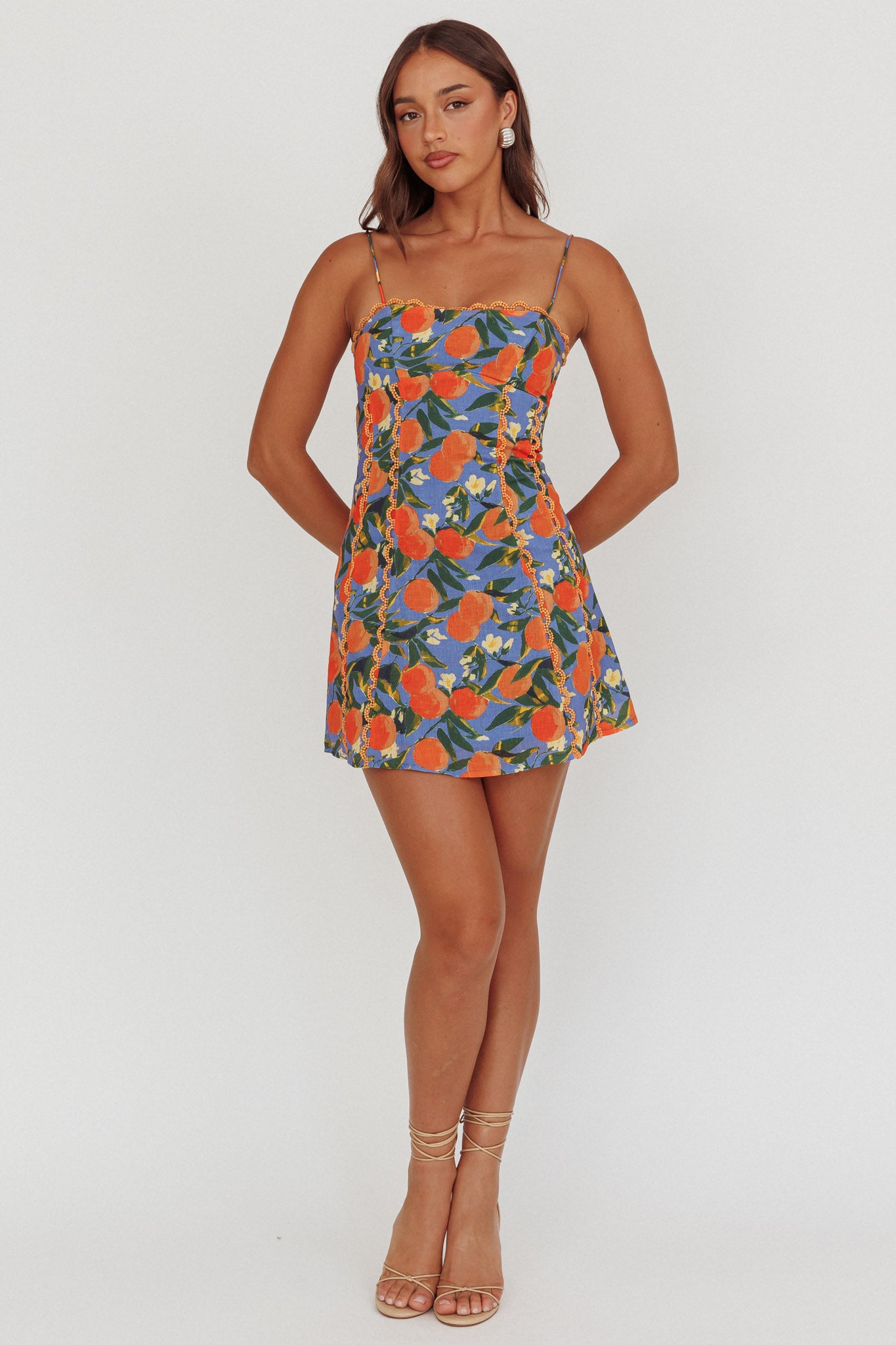Chamberlain Scallop Trim Mini Dress Citrus Orange-Maymioy