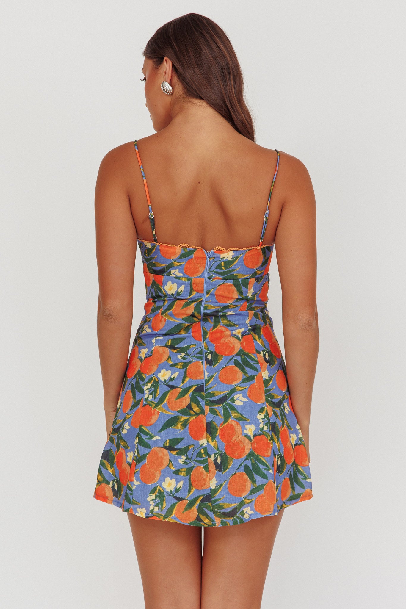 Chamberlain Scallop Trim Mini Dress Citrus Orange-Maymioy