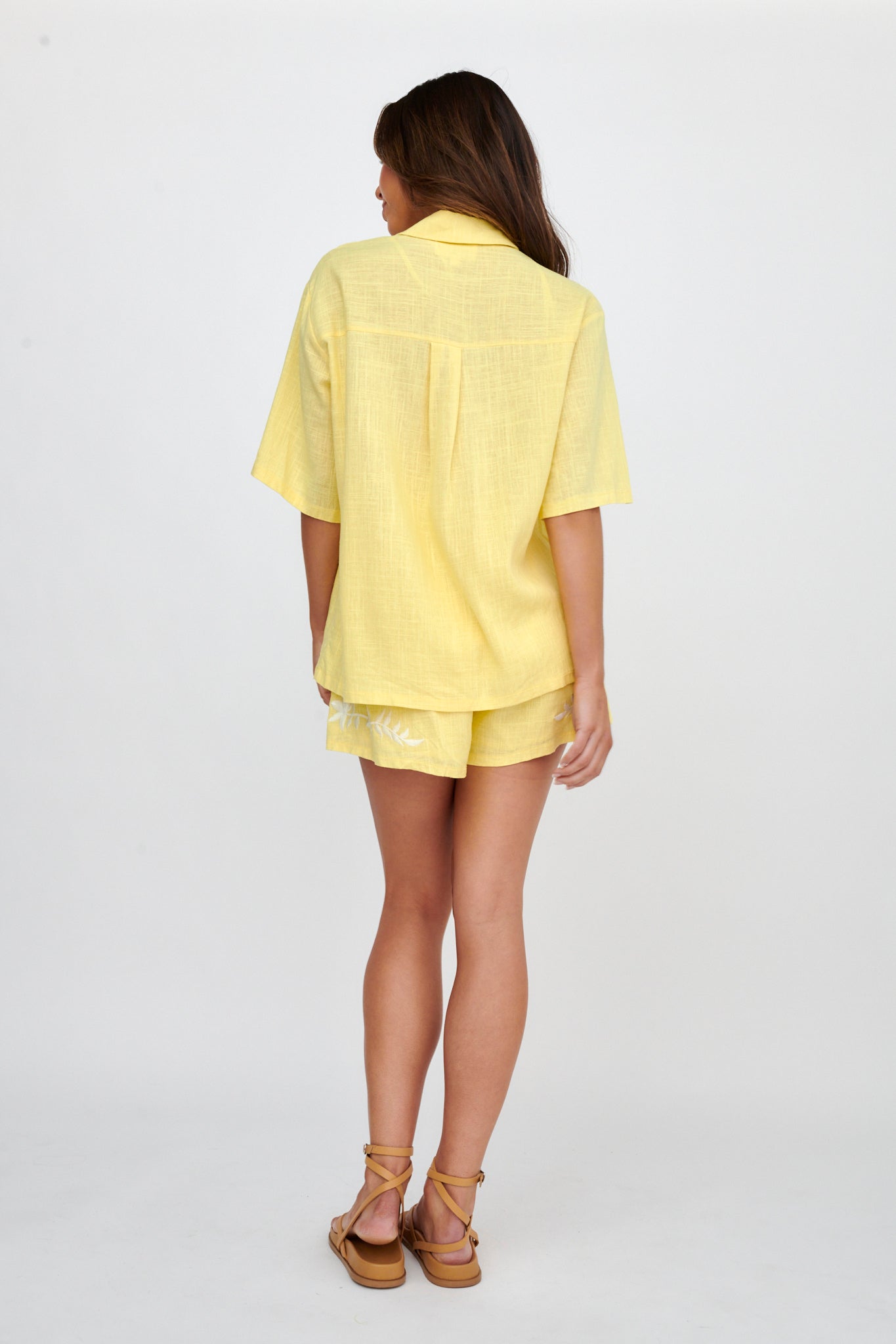 Jeni Embroidered Detail Shirt Yellow-Maymioy