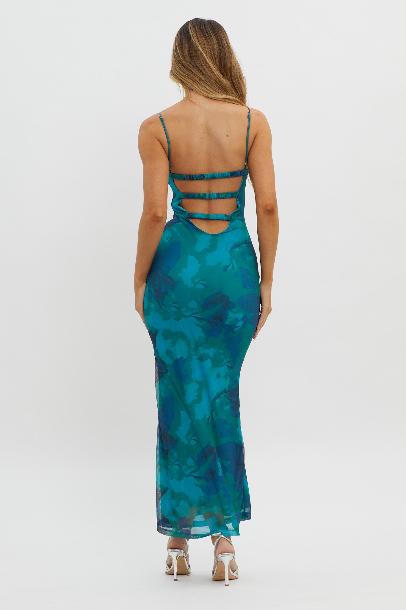 Lennox Elastic Back Bodycon Dress Floral Green-Maymioy