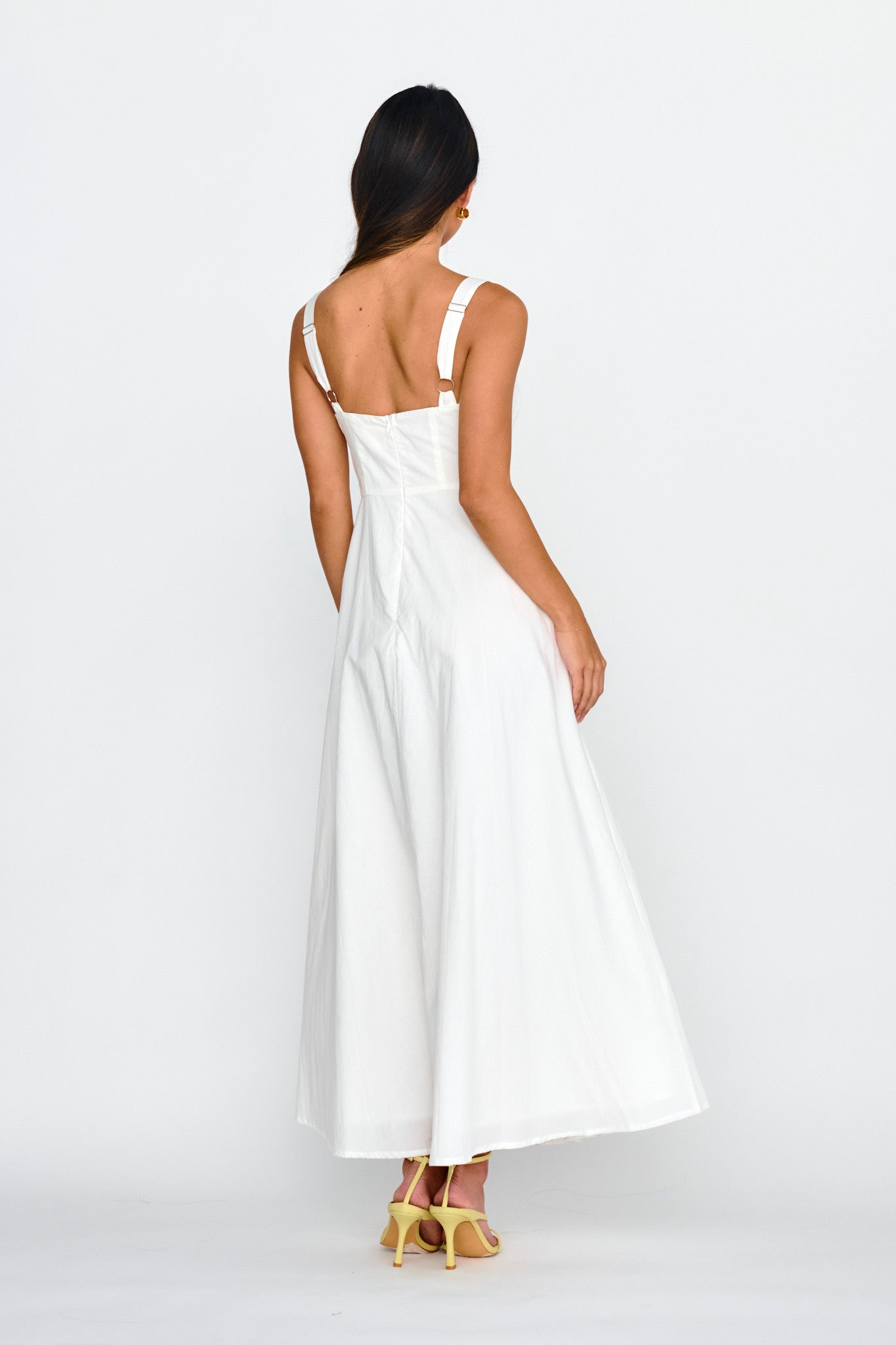 Kasiah Lace Trim Maxi Dress White-Maymioy