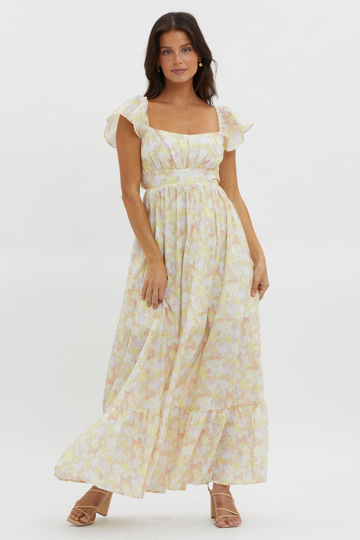 Touch The Sky Tied Back Maxi Dress Lemonade-Maymioy