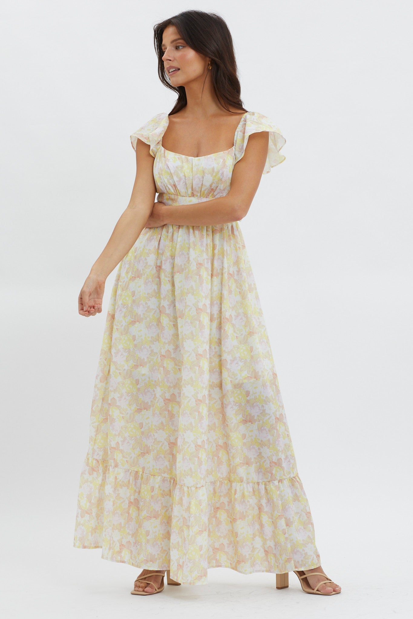 Touch The Sky Tied Back Maxi Dress Lemonade-Maymioy