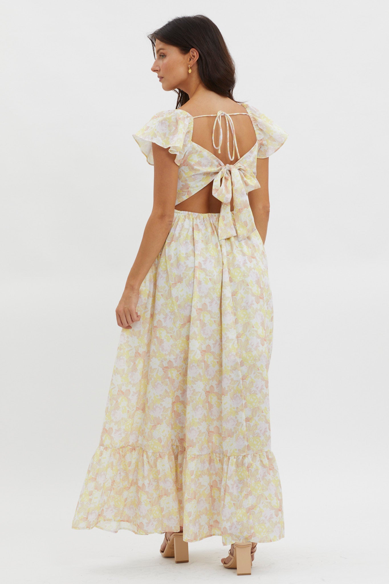 Touch The Sky Tied Back Maxi Dress Lemonade-Maymioy