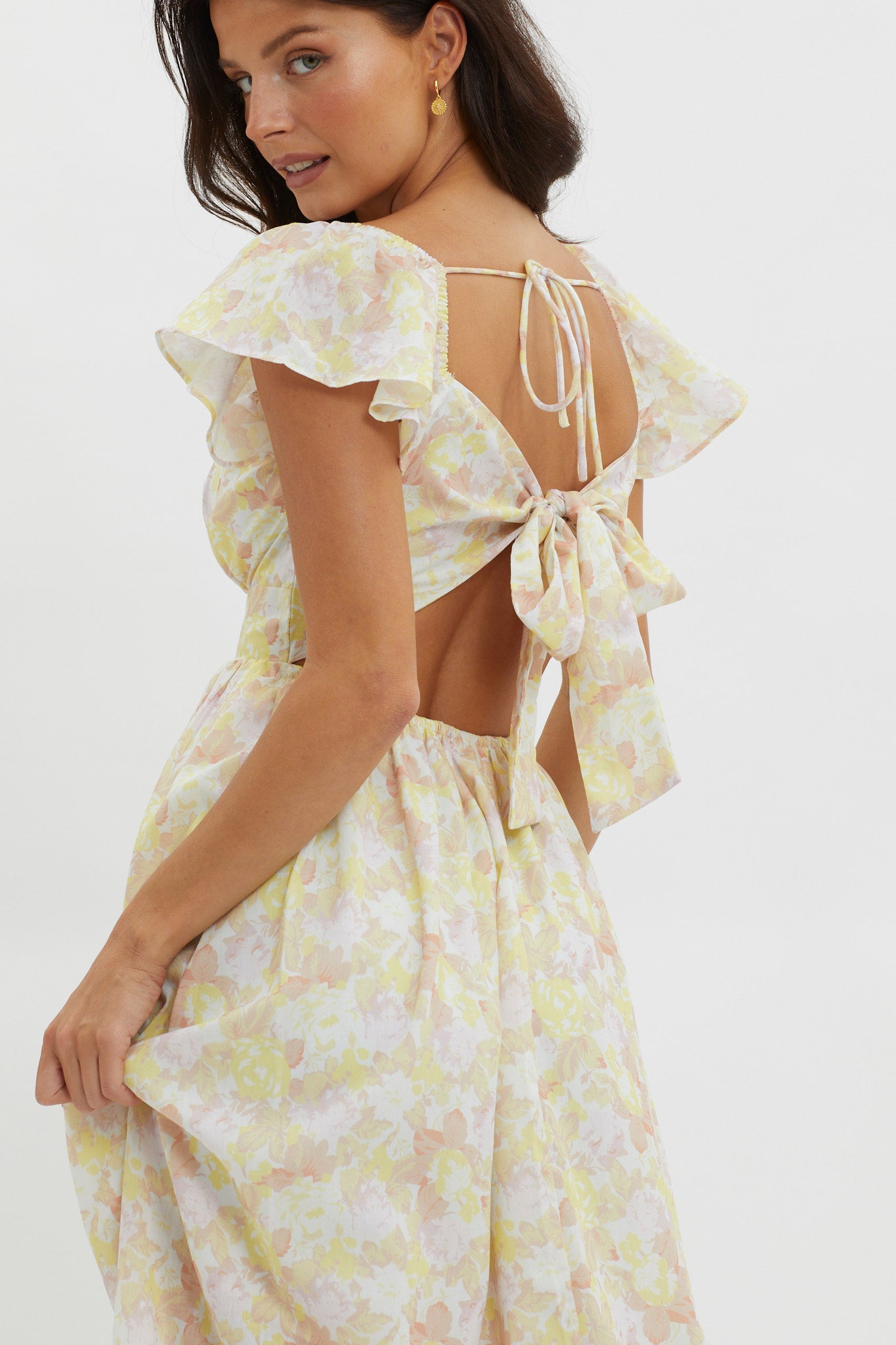 Touch The Sky Tied Back Maxi Dress Lemonade-Maymioy