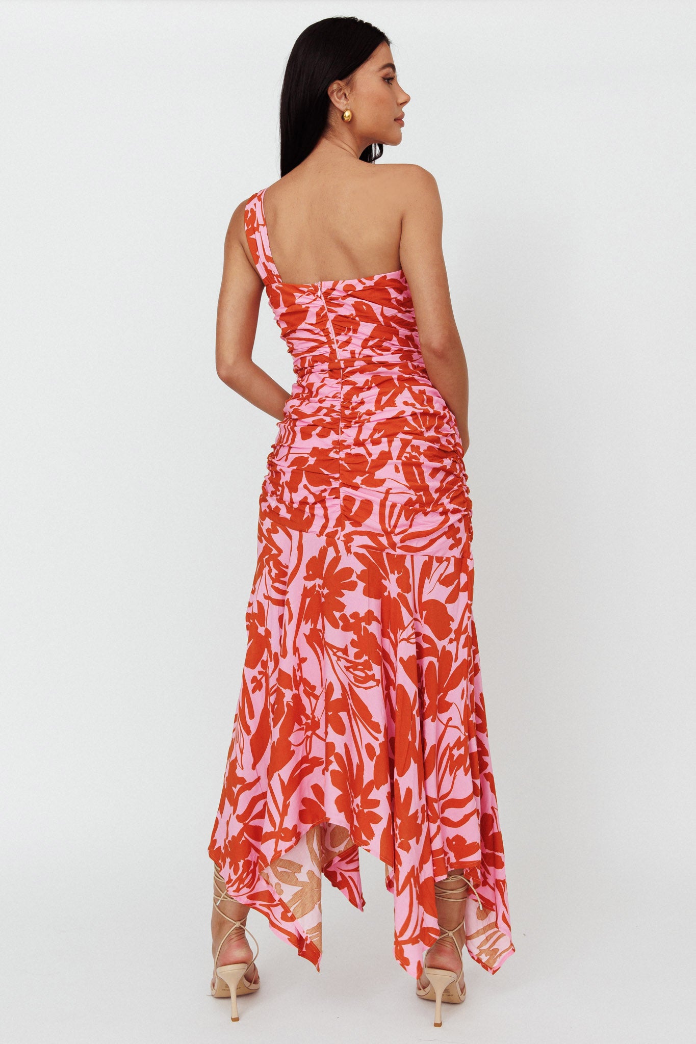 Chandler One-Shoulder Ruched Midi Dress Lilac-Maymioy
