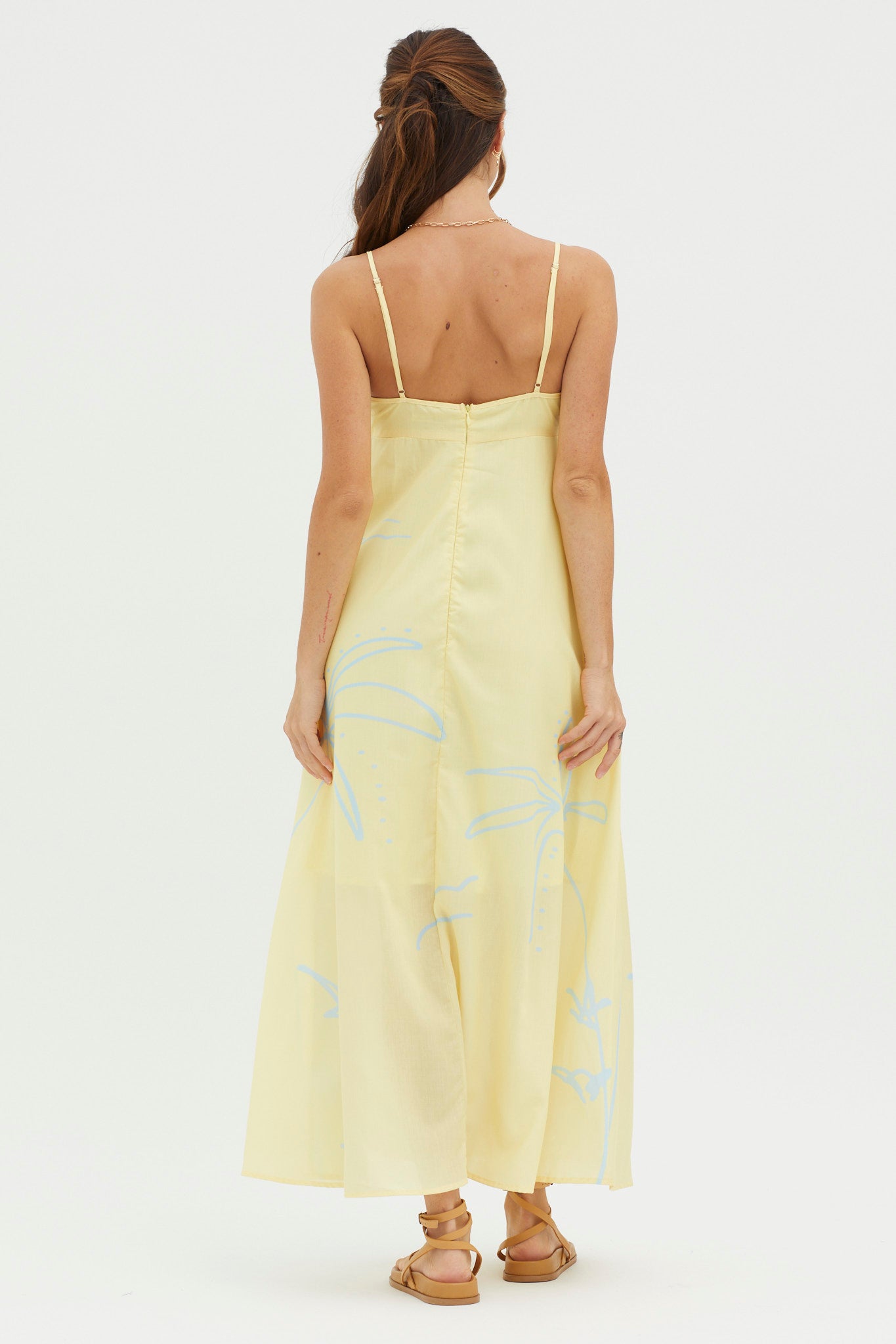 Yuki Tied Bust Midi Dress Yellow-Maymioy