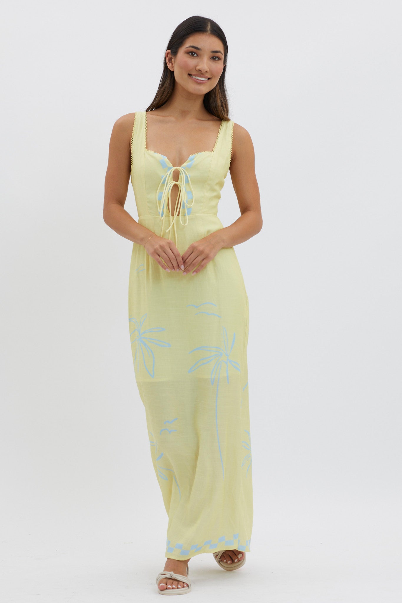 Sun Valley Tied Bodice Maxi Dress Lemon-Maymioy