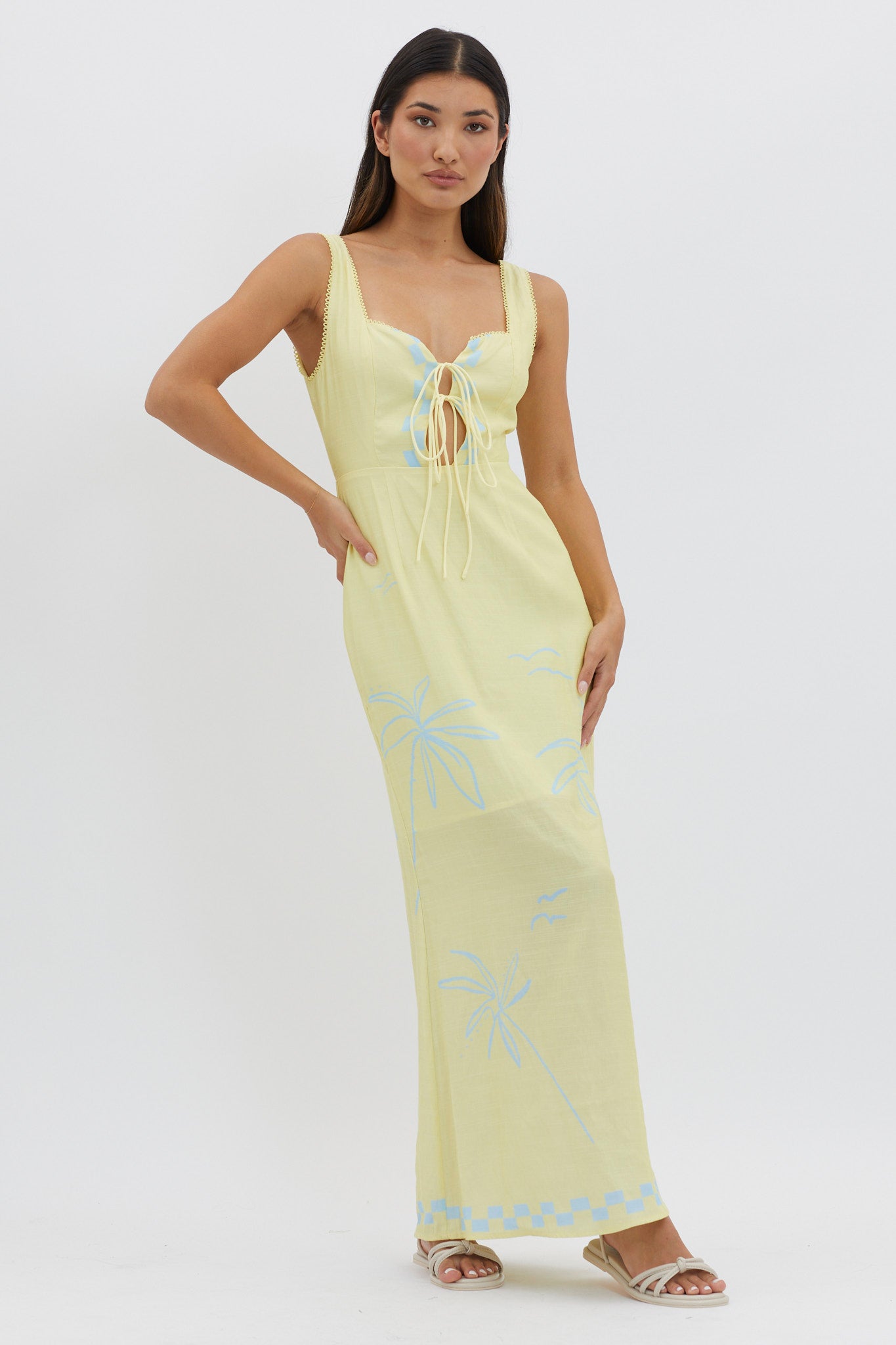 Sun Valley Tied Bodice Maxi Dress Lemon-Maymioy