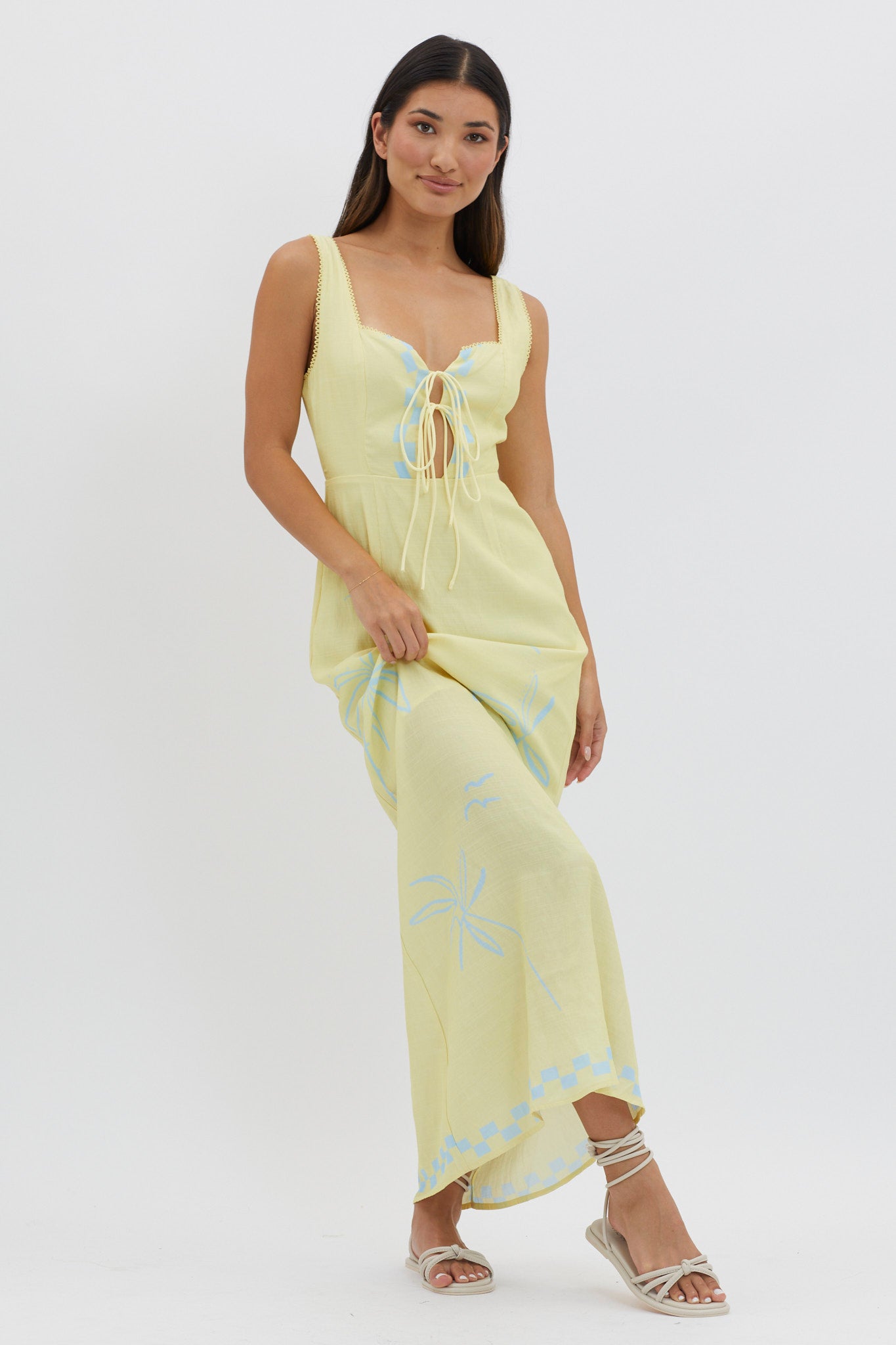 Sun Valley Tied Bodice Maxi Dress Lemon-Maymioy