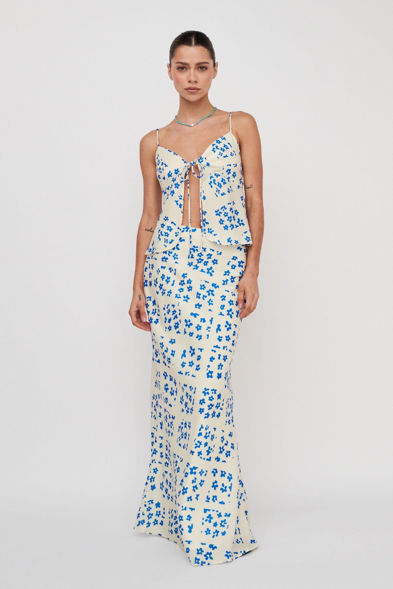 Heart & Soul Maxi Skirt Floral Cream-Maymioy