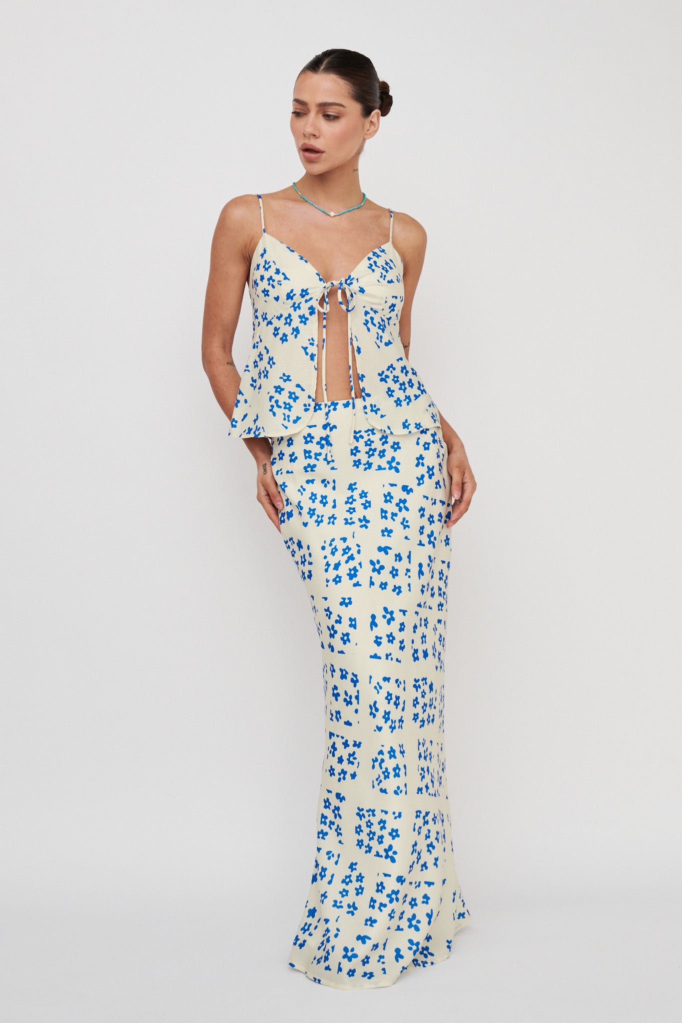 Heart & Soul Maxi Skirt Floral Cream-Maymioy