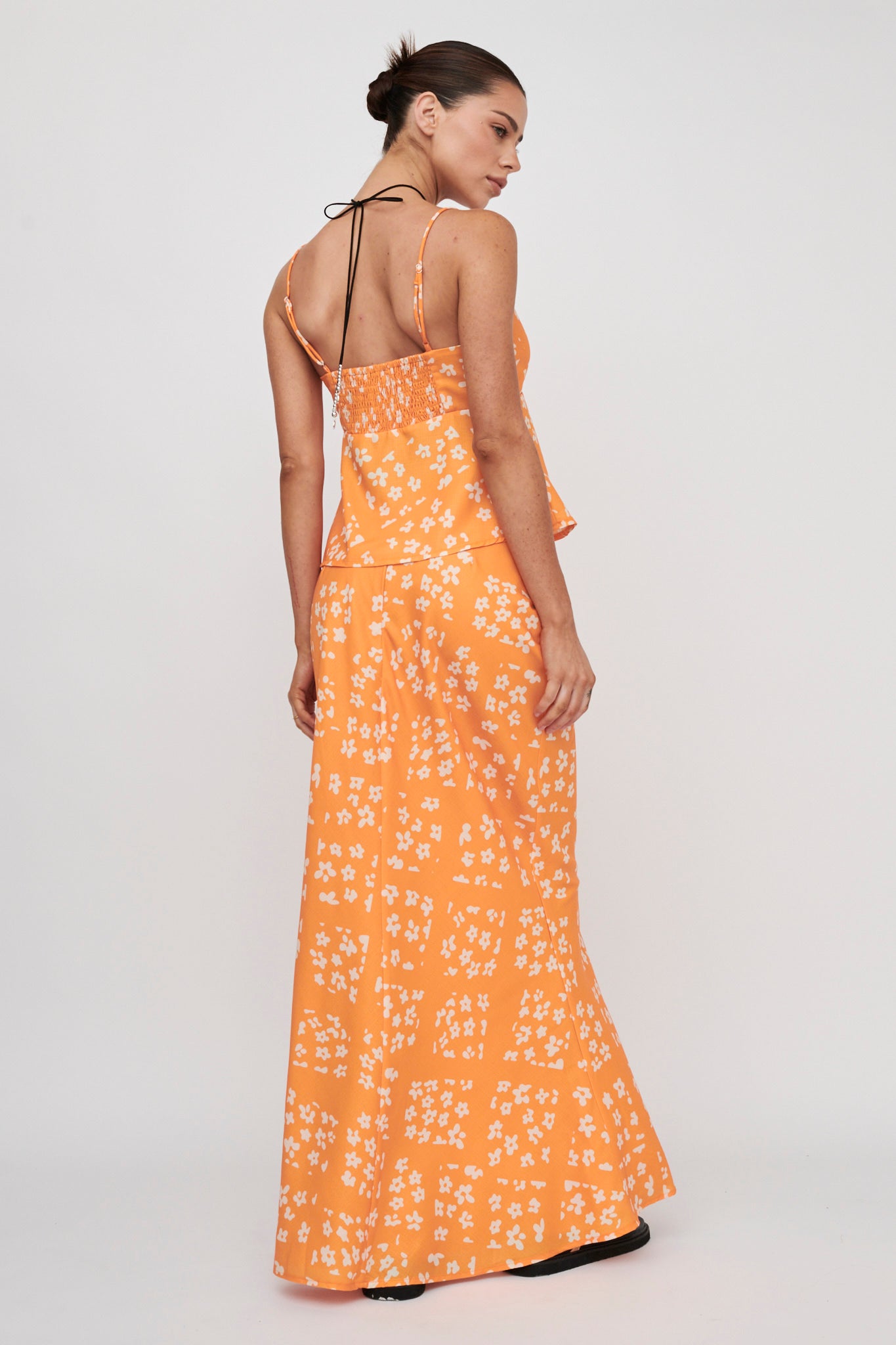 Heart & Soul Maxi Skirt Floral Orange-Maymioy
